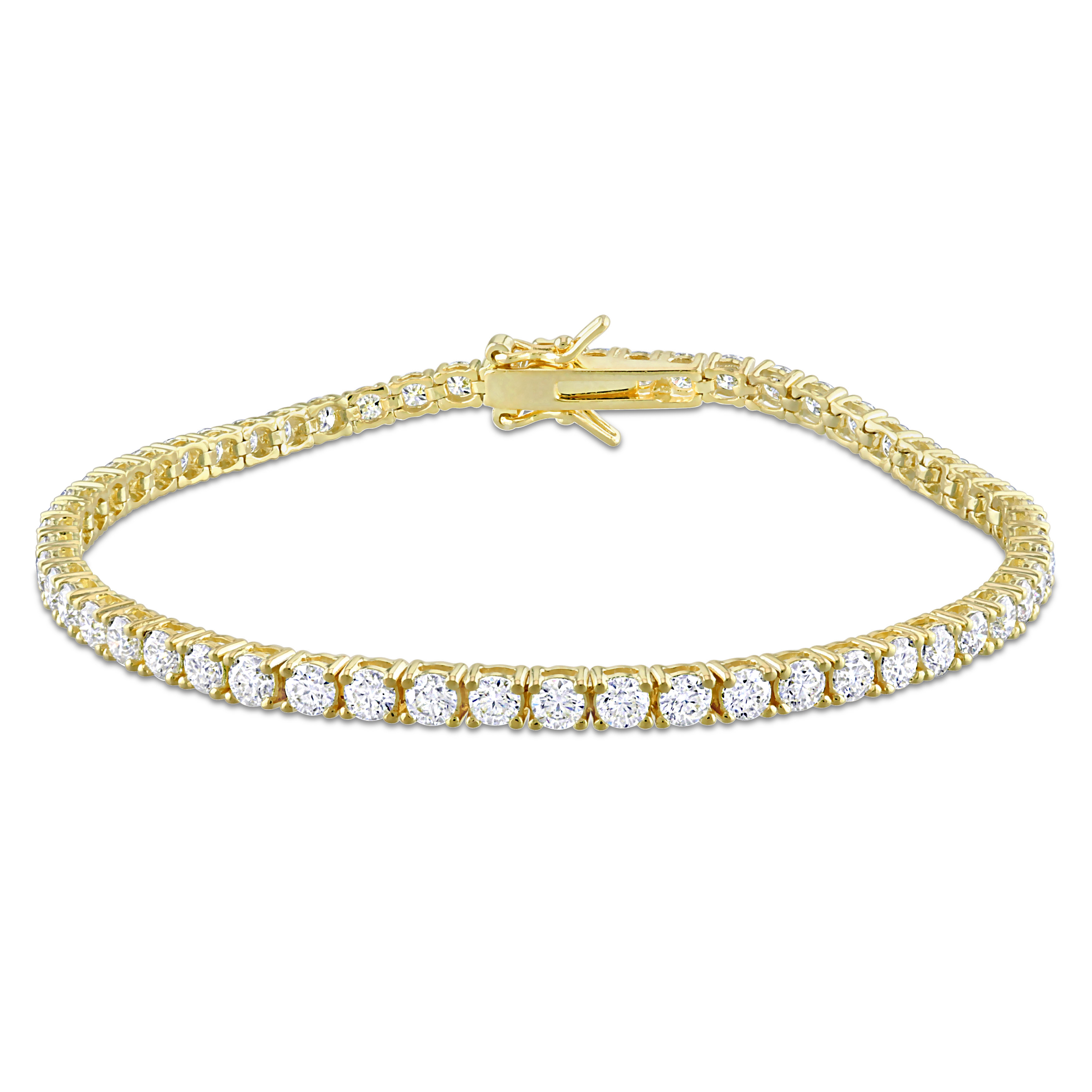 5 5/8 CT TGW Created Moissanite Tennis Bracelet in Yellow Plated Sterling Silver - 8 in.