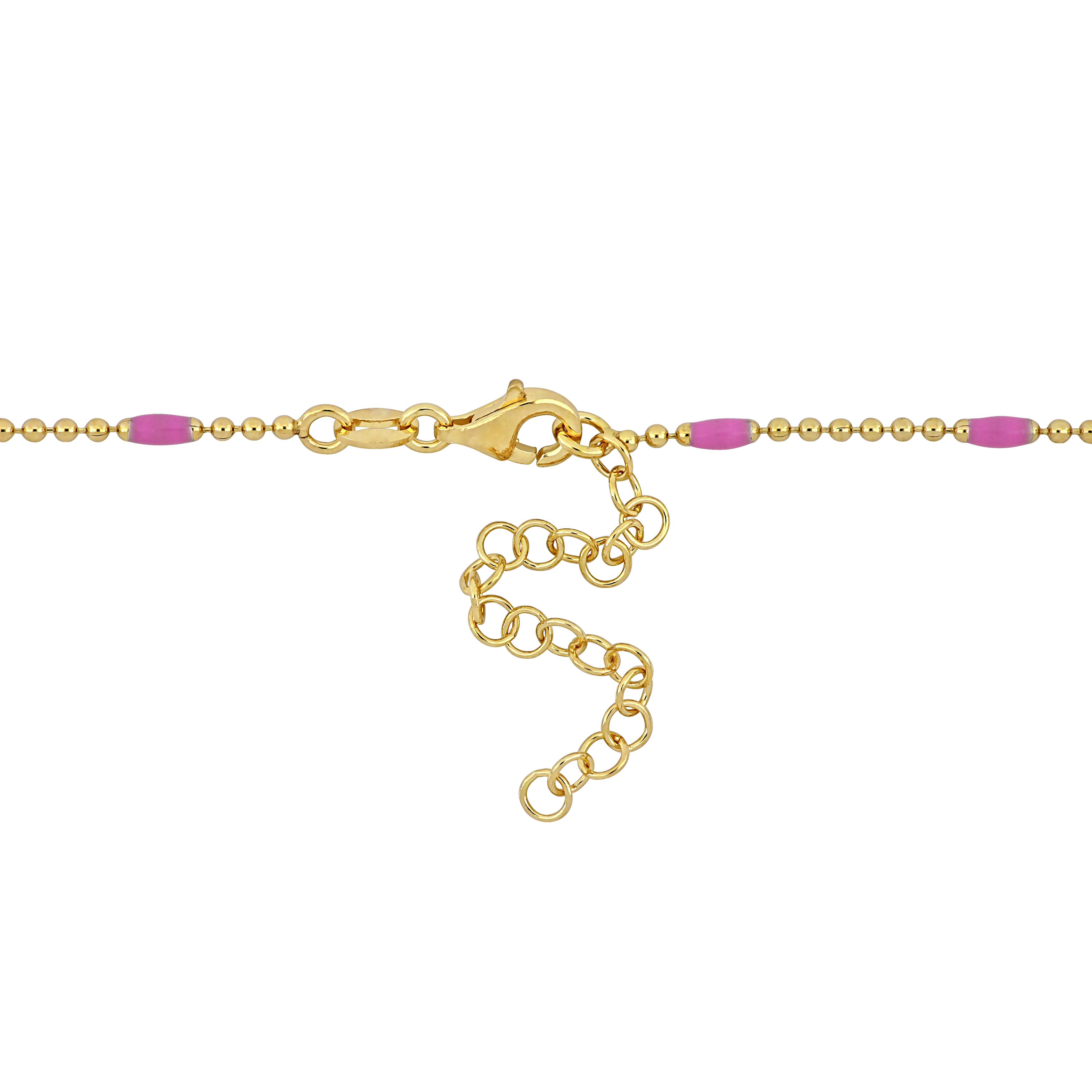 Pink Enamel 1.5mm Ball Link Bracelet in Sterling Silver - 6.5+1 in.