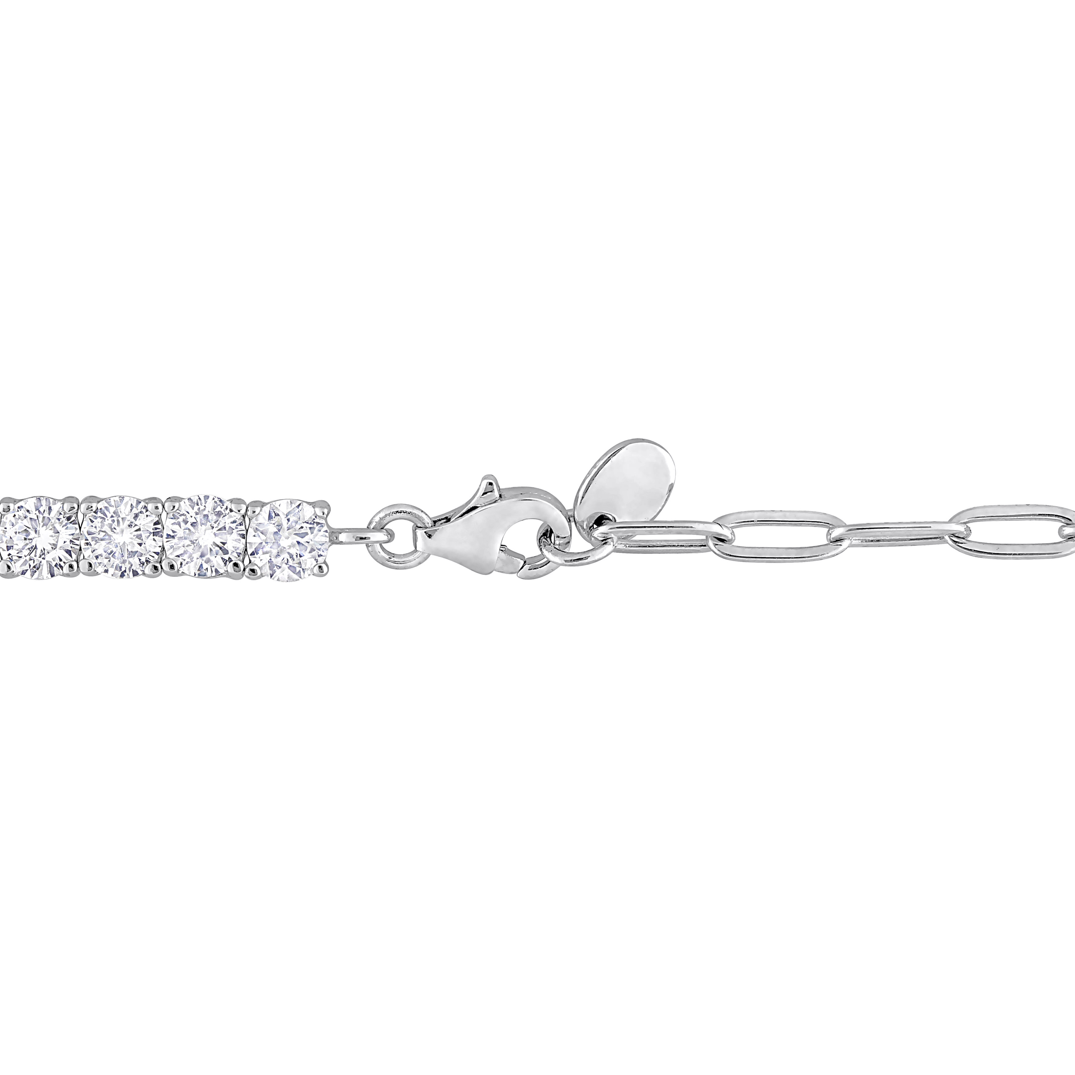 6 CT TGW Created White Sapphire Semi Tennis Link Chain Bracelet in Sterling Silver