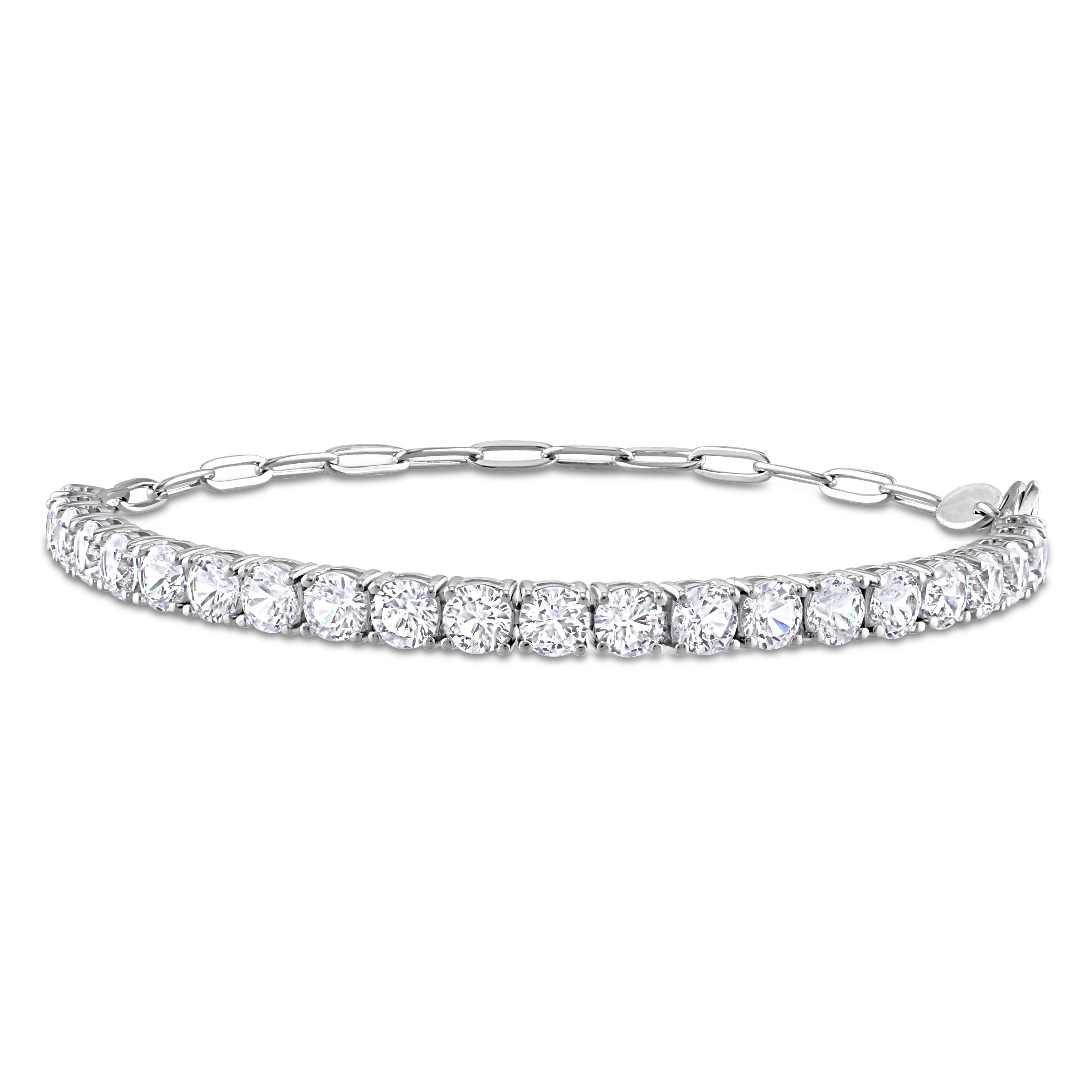 6 CT TGW Created White Sapphire Semi Tennis Link Chain Bracelet in Sterling Silver