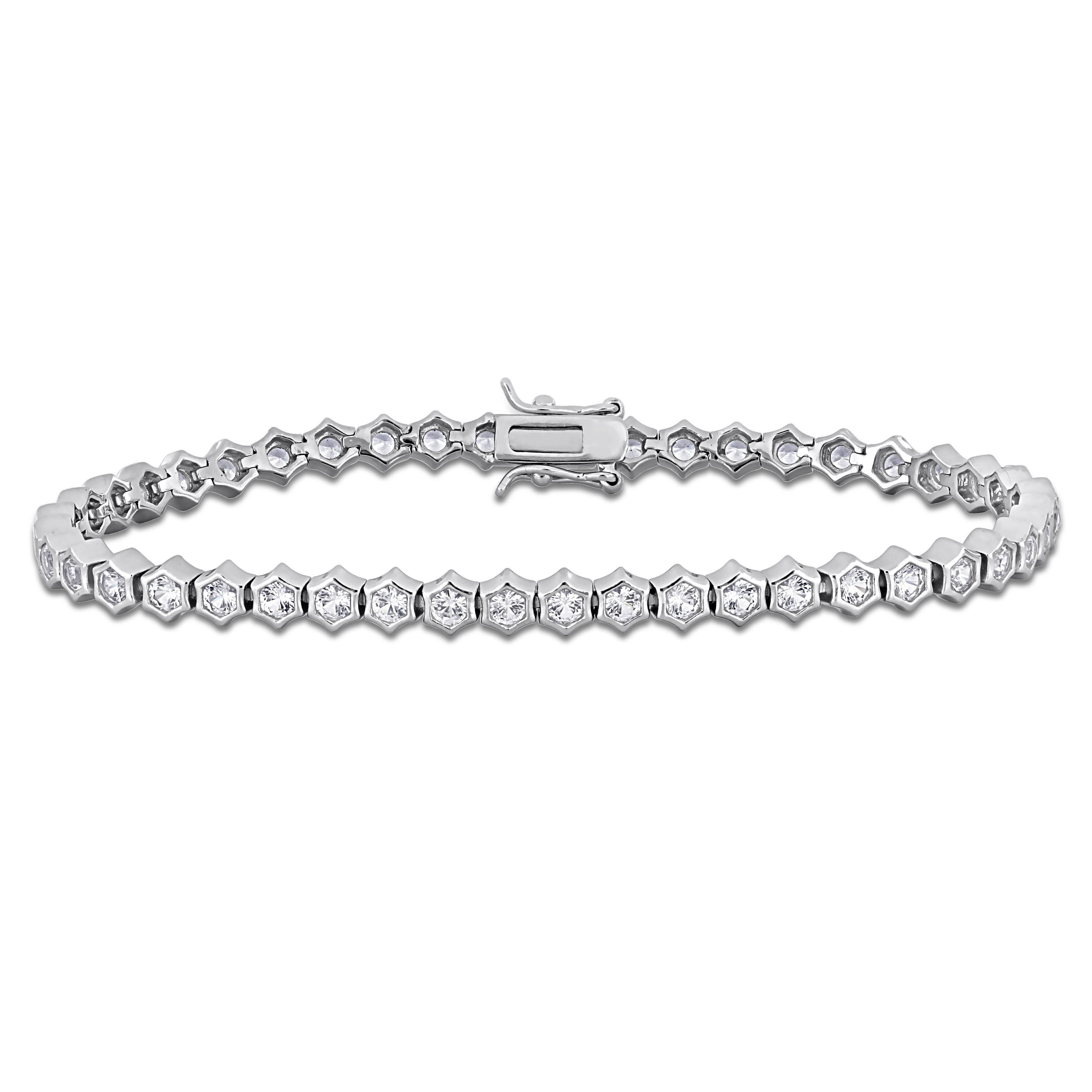 6 3/4 CT TGW Created White Sapphire Tennis Bracelet in Sterling Silver