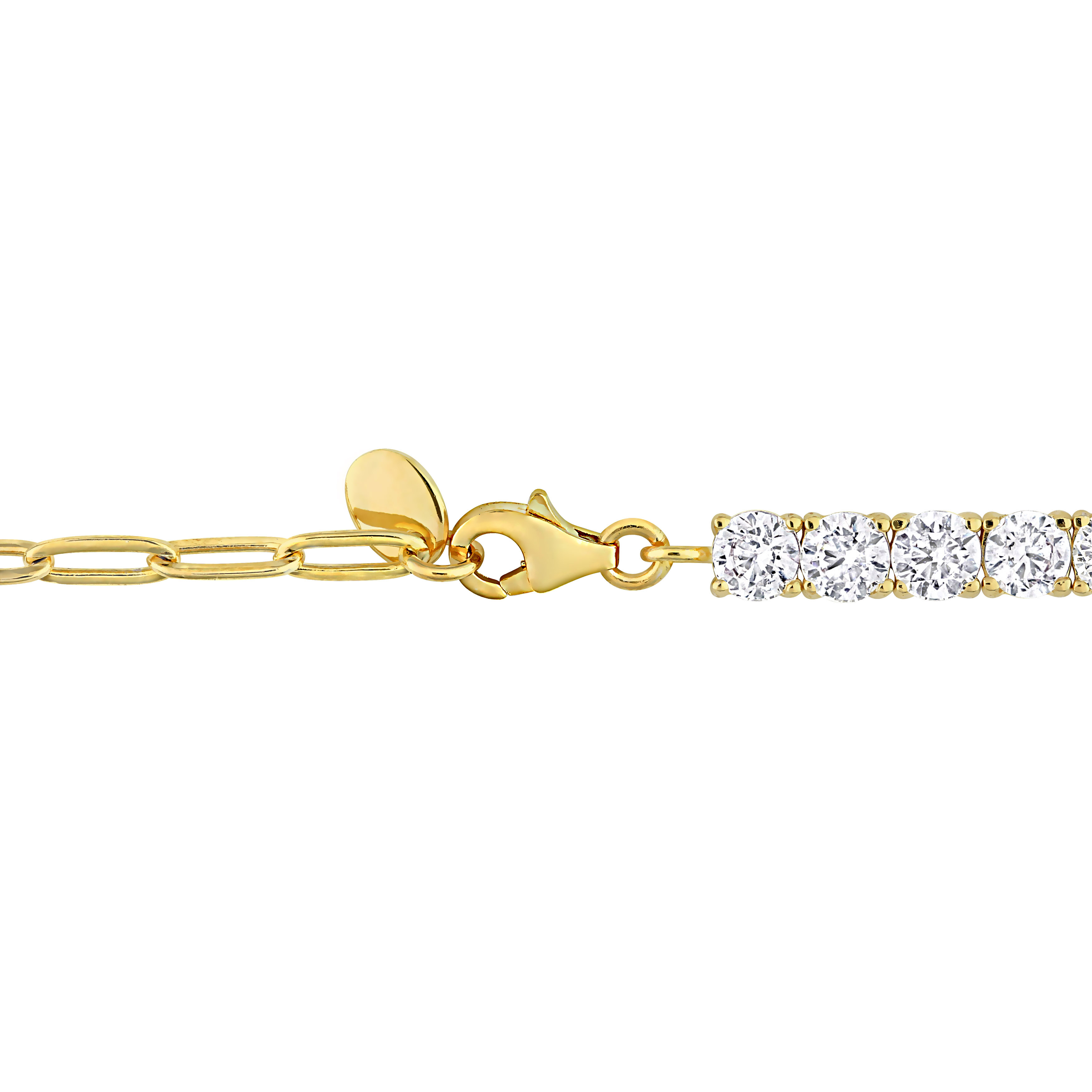 6 CT TGW Created White Sapphire Semi Tennis Link Chain Bracelet in Yellow Plated Sterling Silver