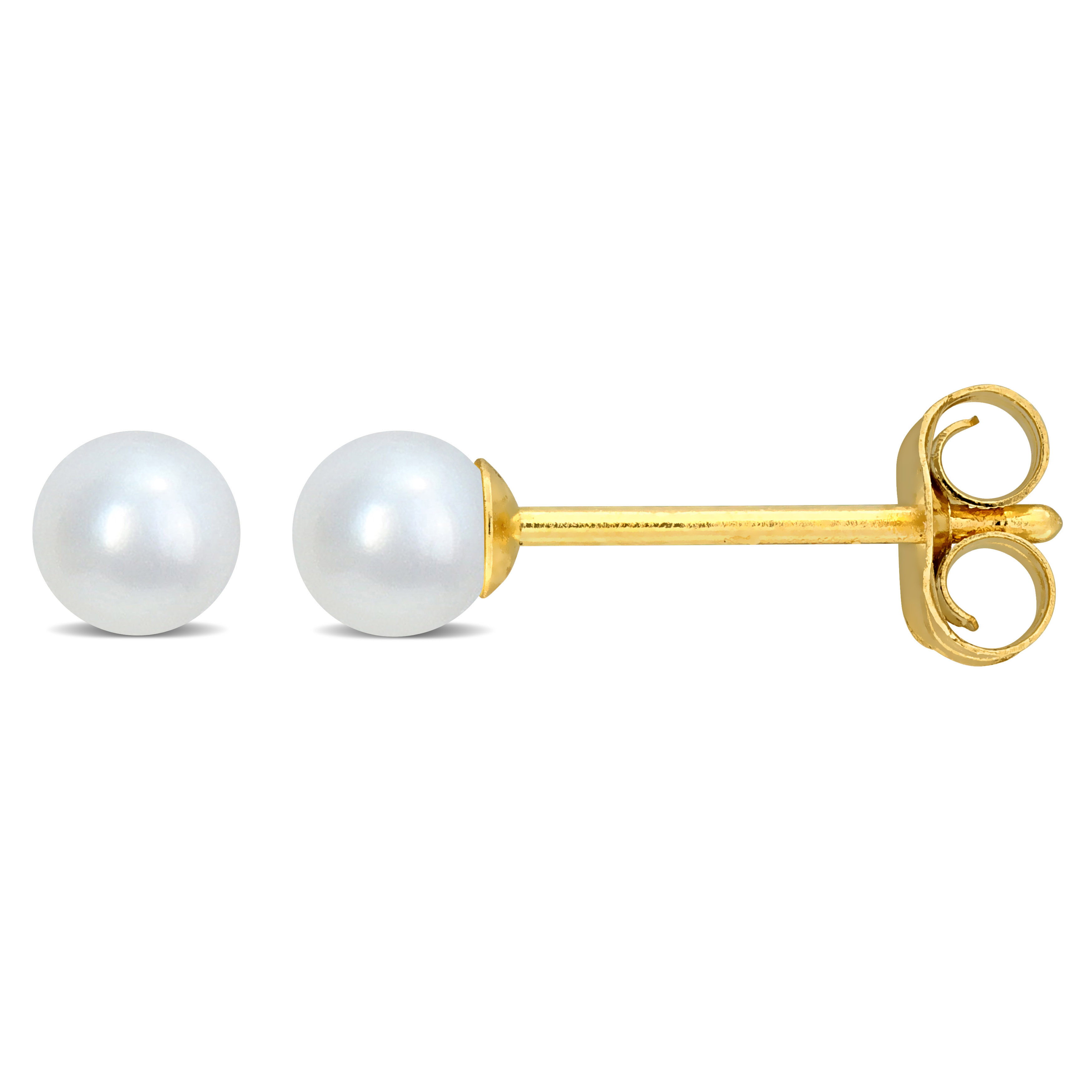 3-3.5mm Cultured Freshwater Pearl Stud Earrings in 14k Yellow Gold