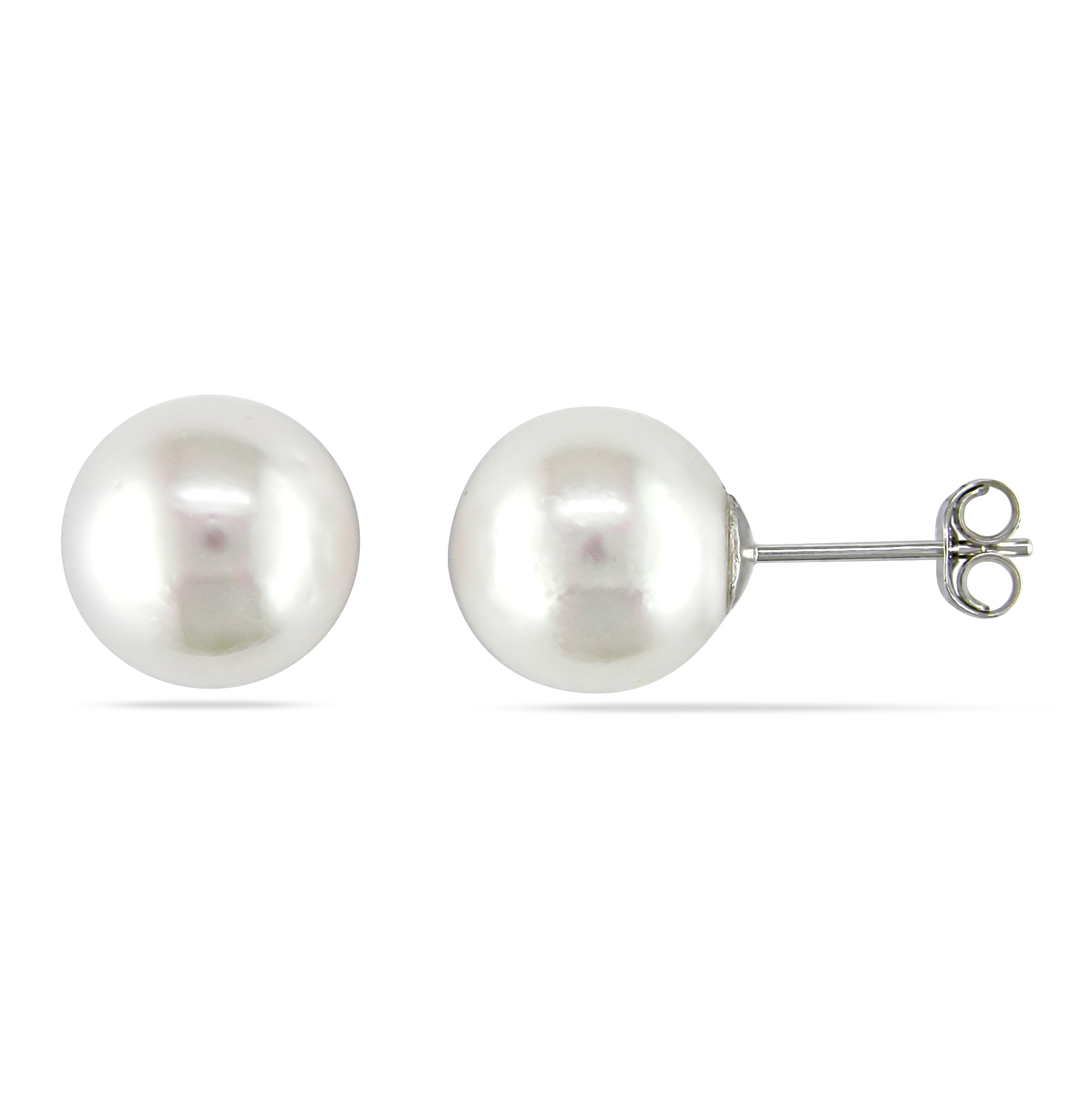 9 - 10 MM South Sea Cultured Pearl Stud Earrings in 14k White Gold