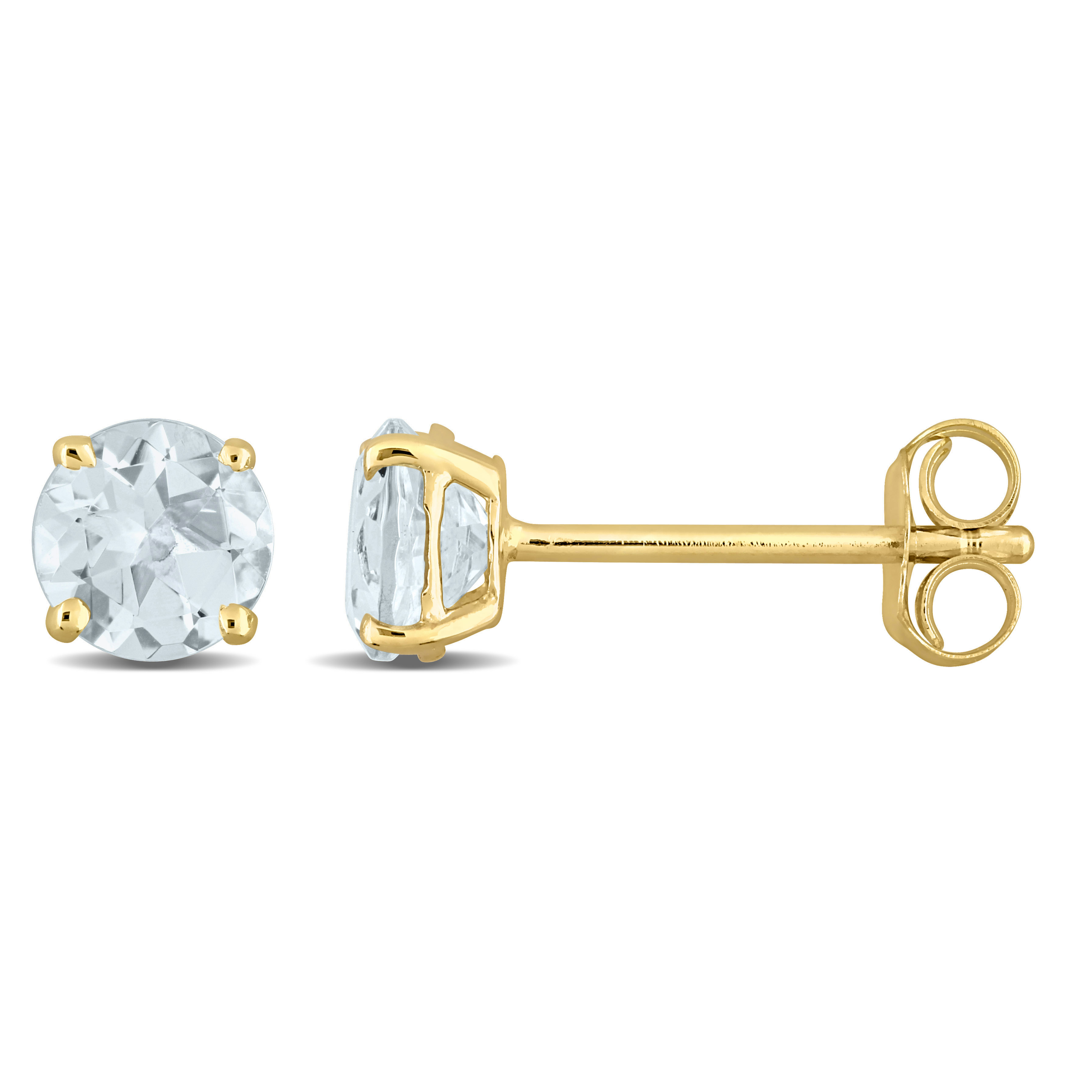 4/5 CT TGW Aquamarine Solitaire Stud Earrings in 14k Yellow Gold