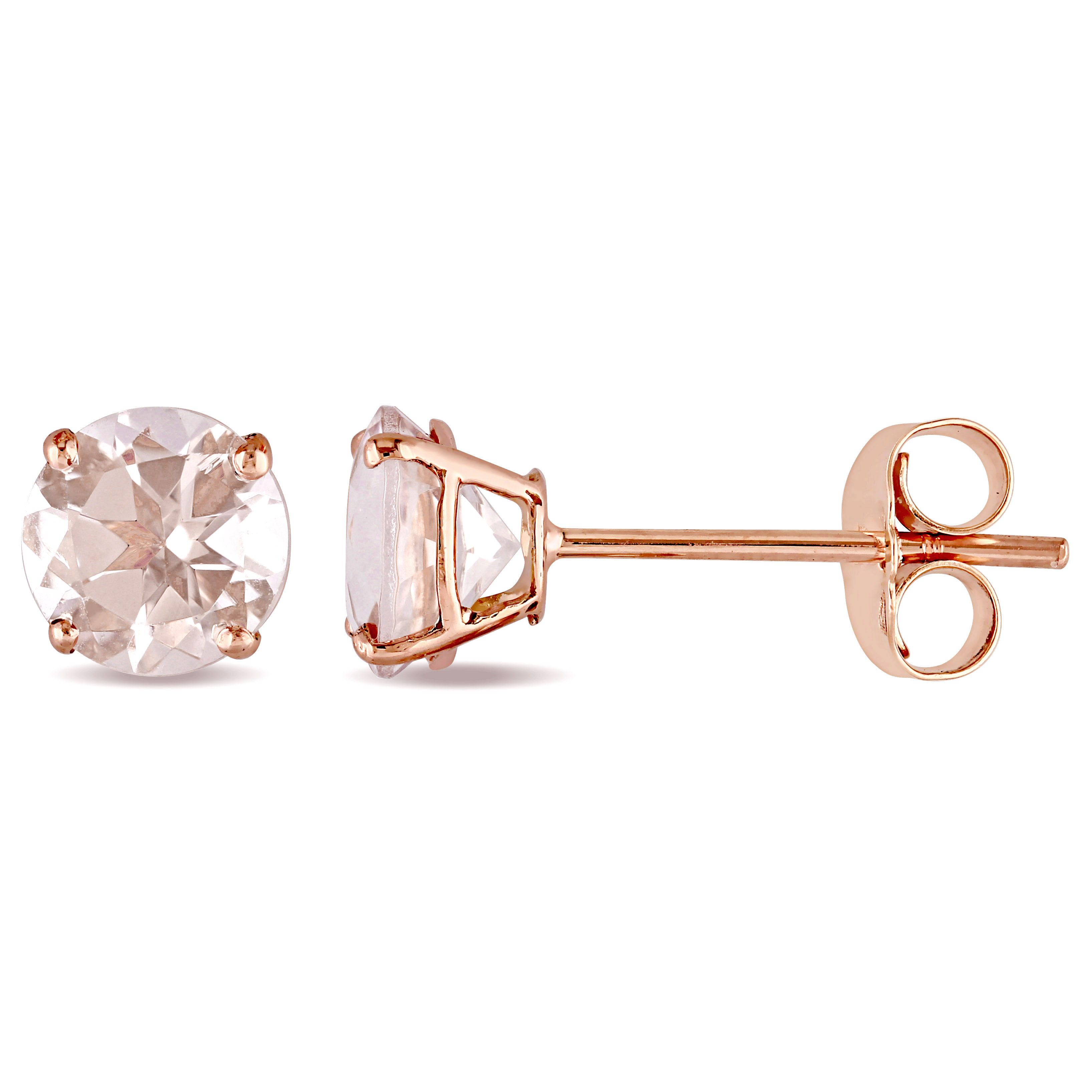 1 CT TGW Morganite Solitaire Stud Earrings in 14k Rose Gold