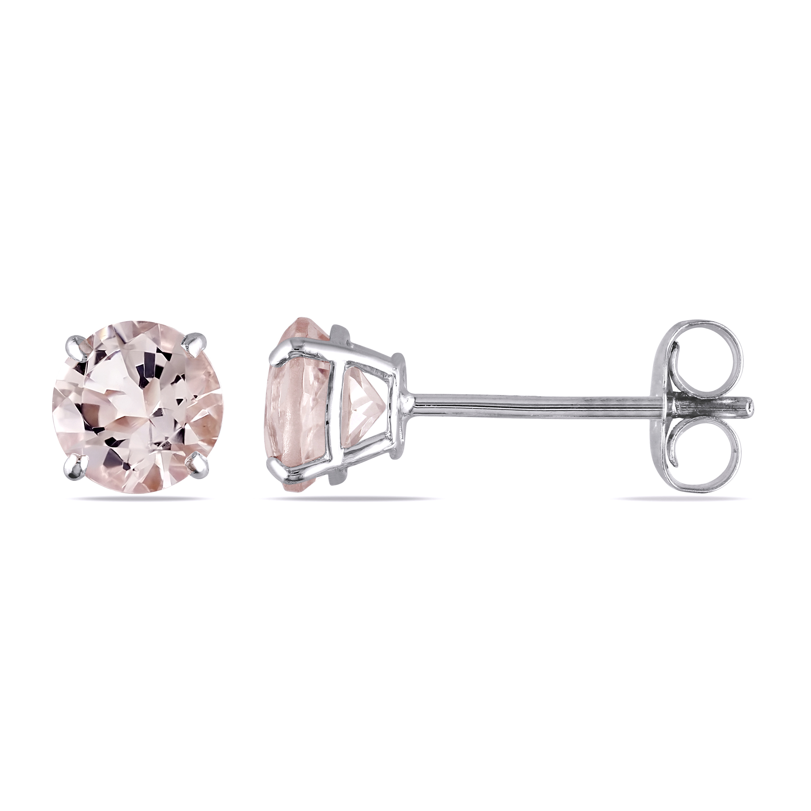 1 CT TGW Morganite Solitaire Stud Earrings in 14k White Gold