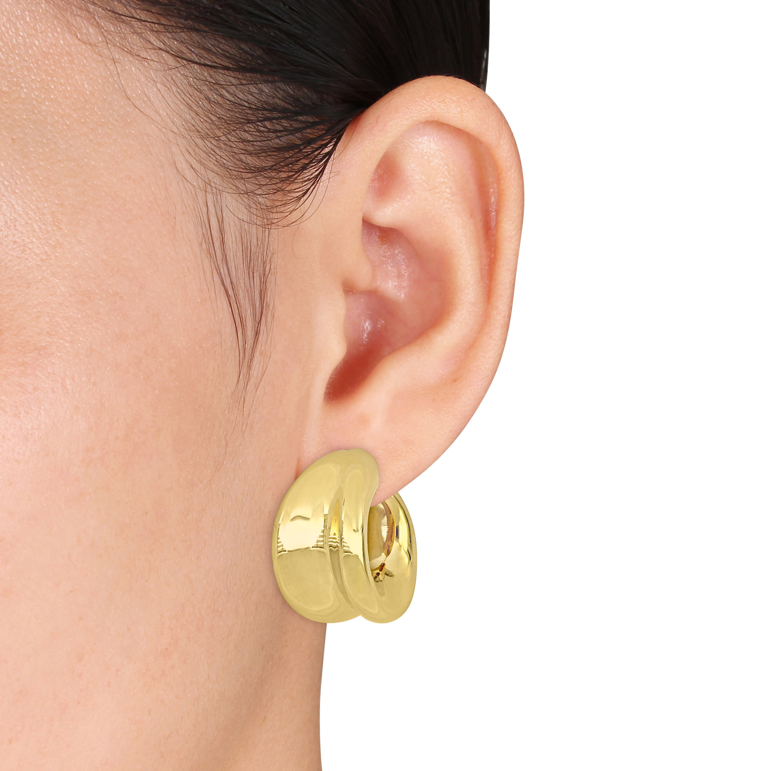29 MM Wide Huggie Earrings in 14k Yellow Gold