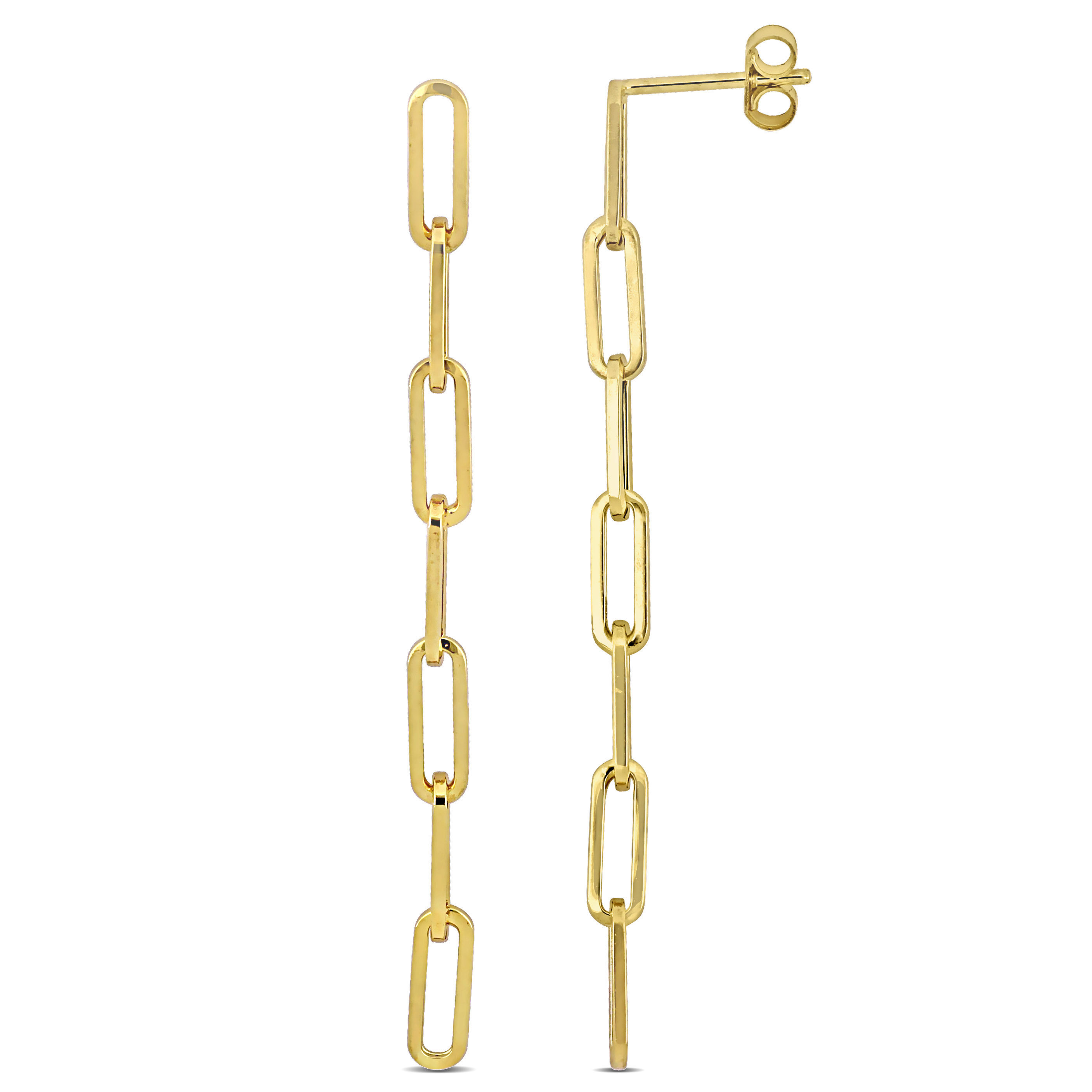 Paperclip Link Drop Earrings in 14K Yellow Gold
