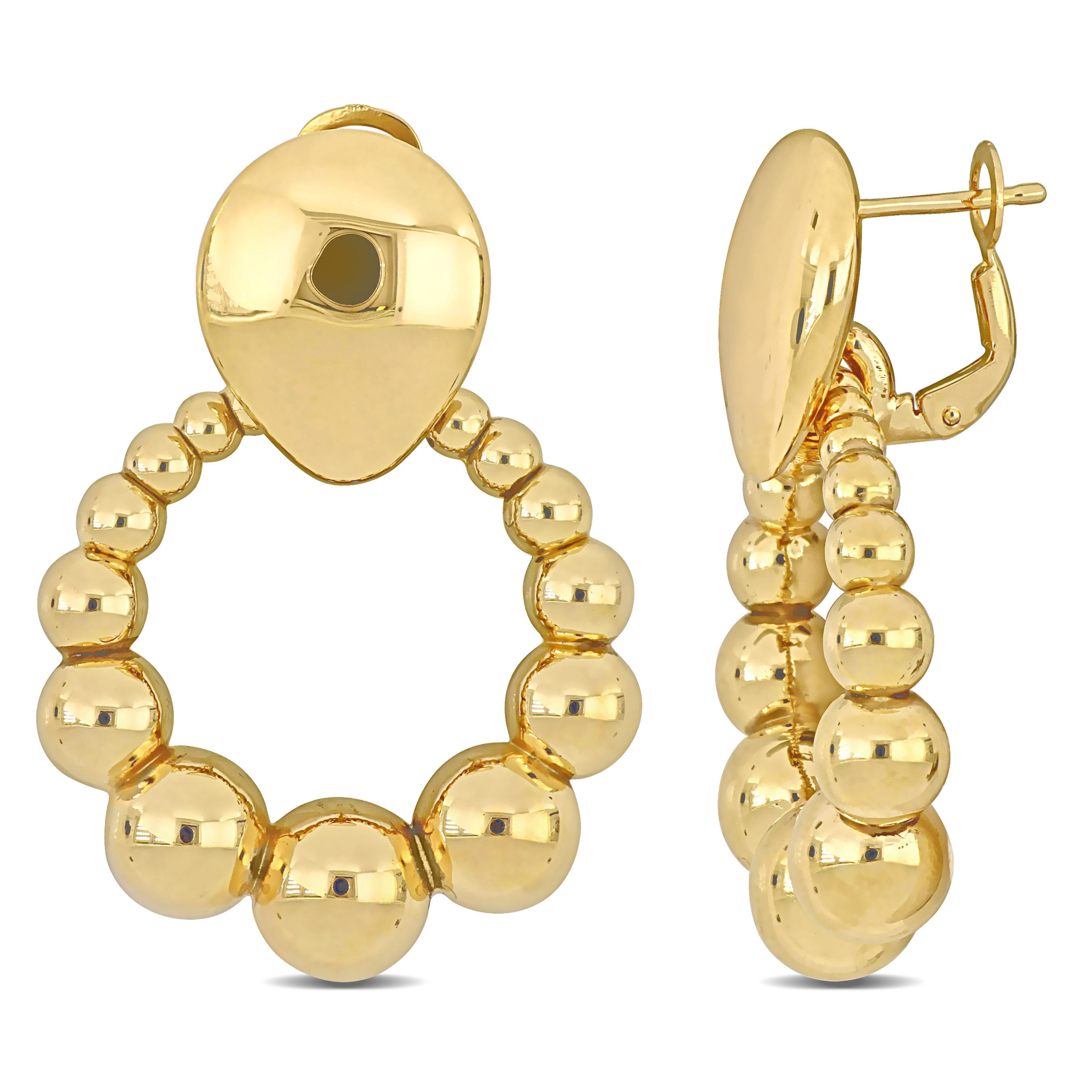 Beaded Open Teardrop Earrings in 14k Yellow Gold