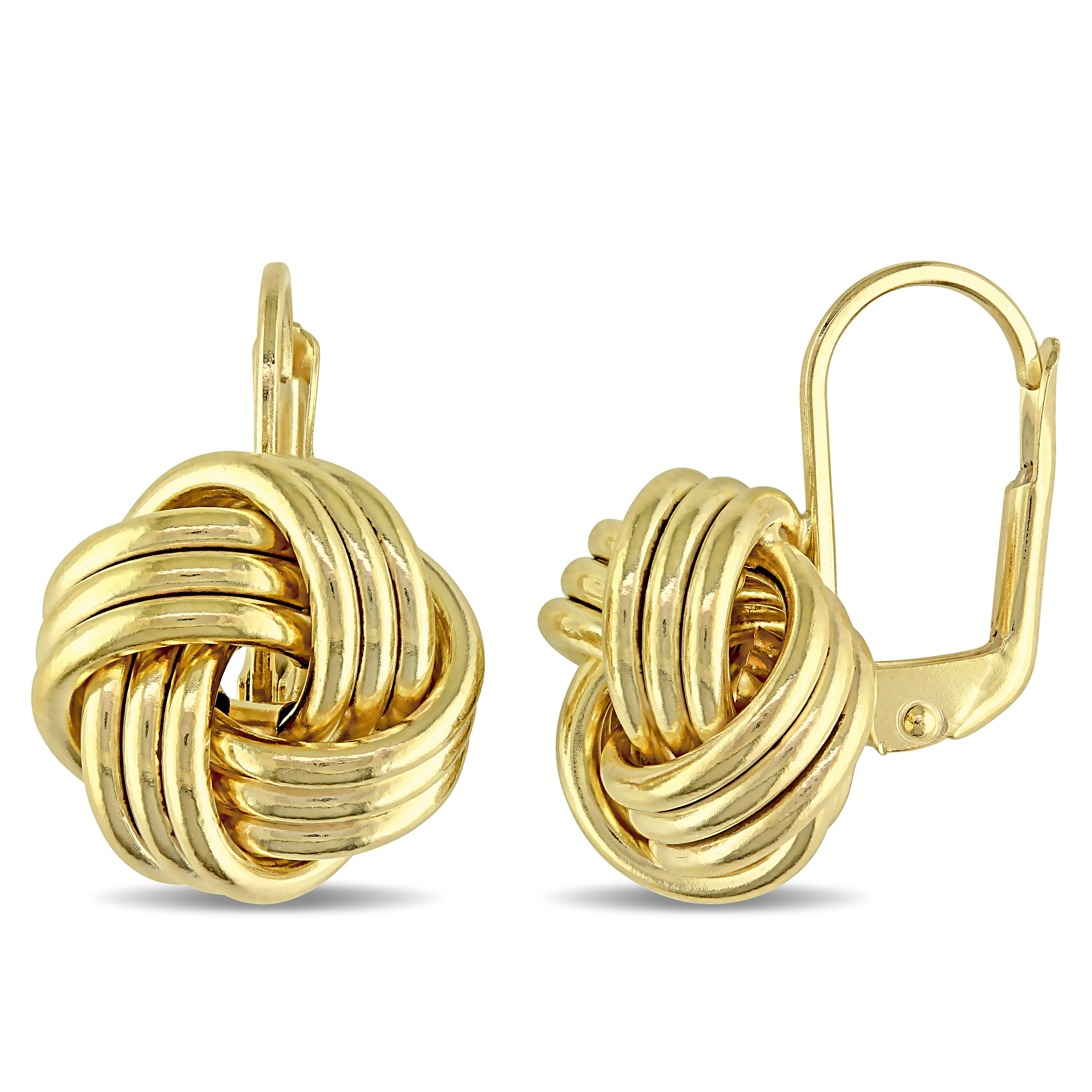 Entwined Love Knot Leverback Earrings in 10k Yellow Gold