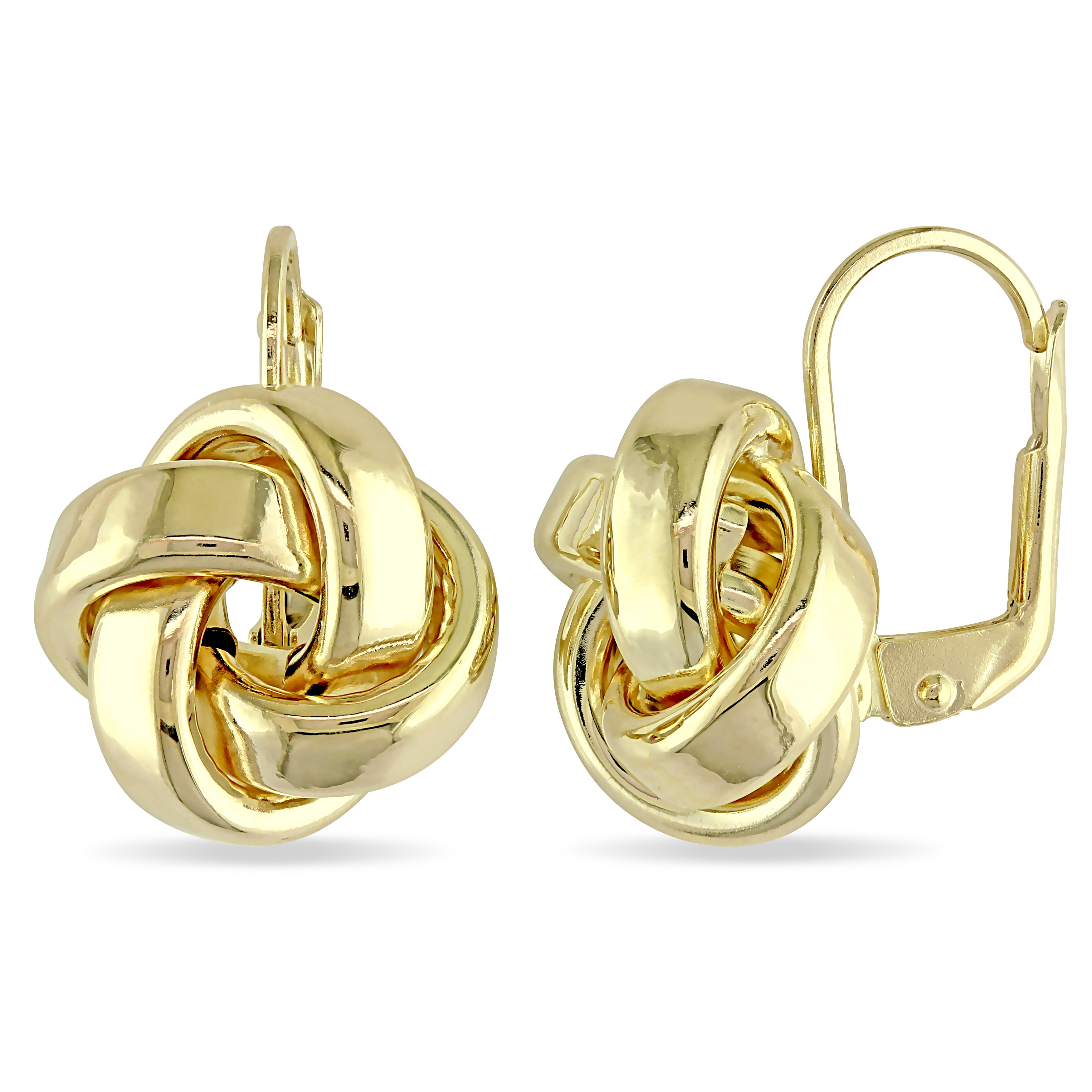 Love Knot Leverback Earrings in 10k Yellow Gold