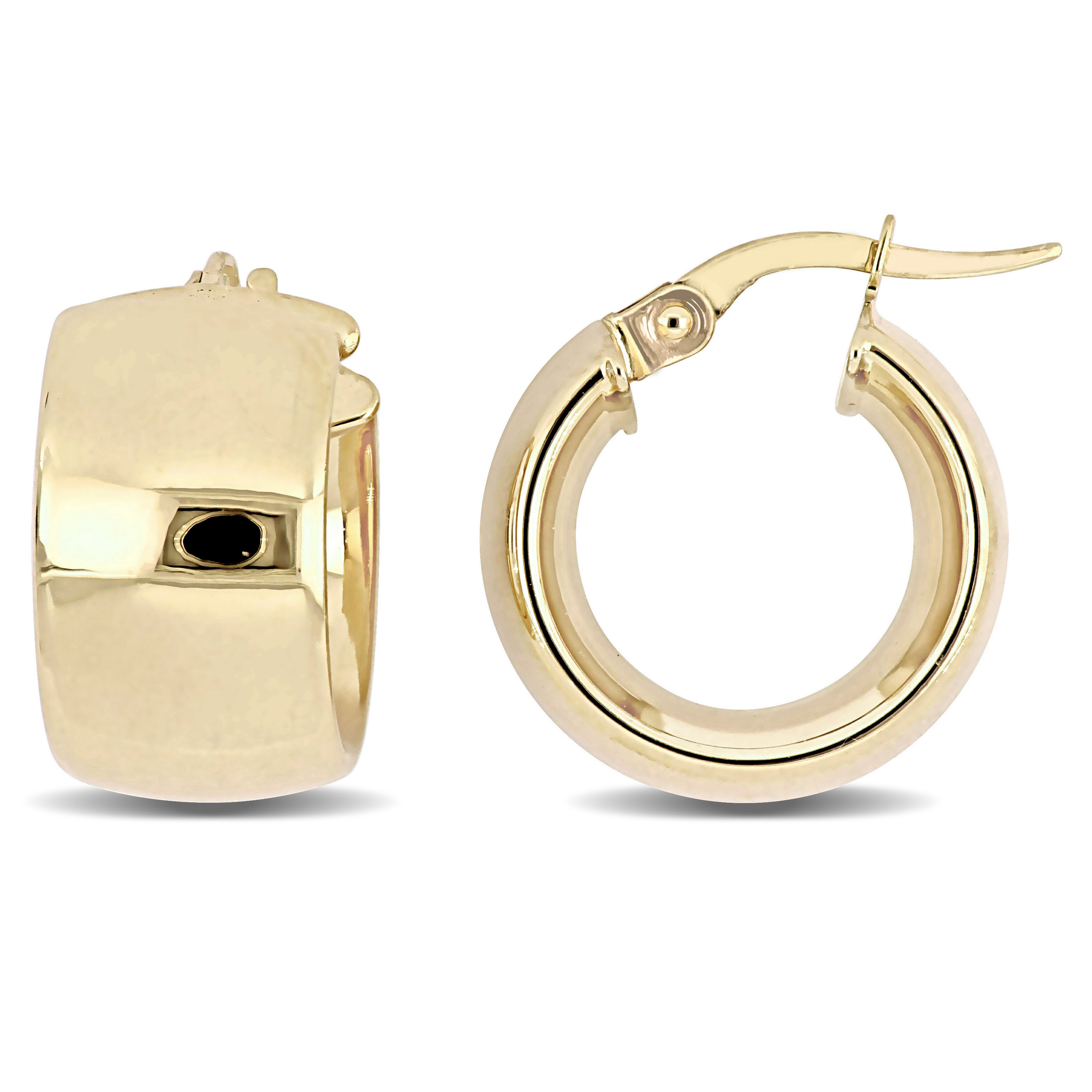 16MM Dome Shape Hoop Earrings in 10k Yellow Gold