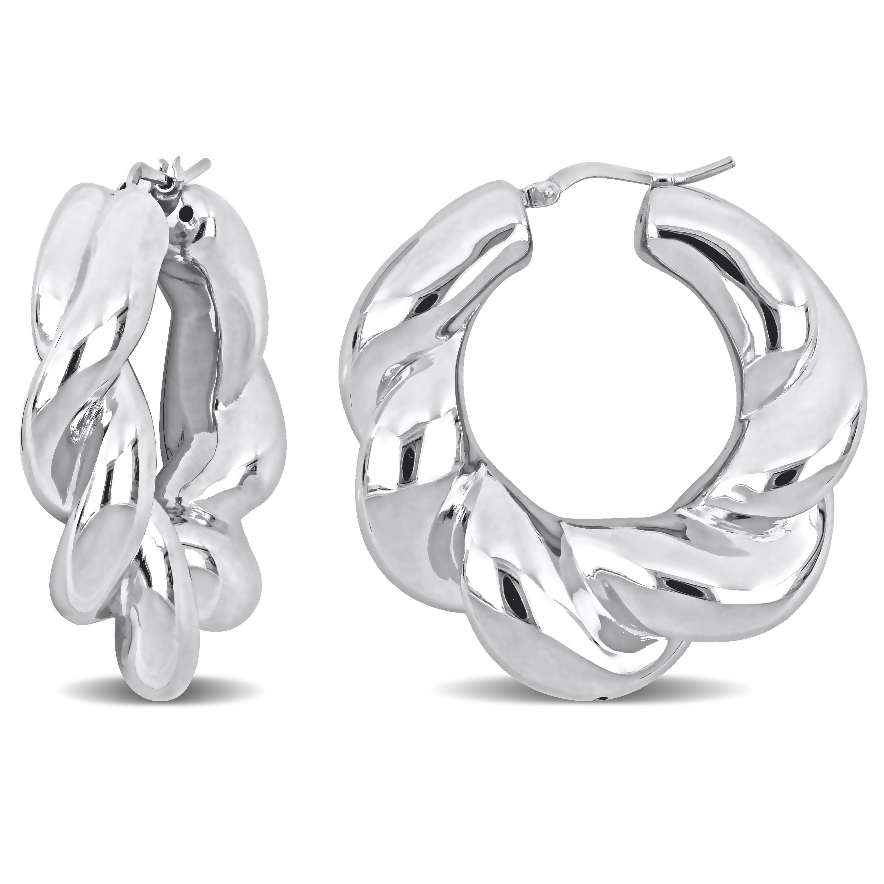 39 MM Twisted Hoop Earrings in Sterling Silver