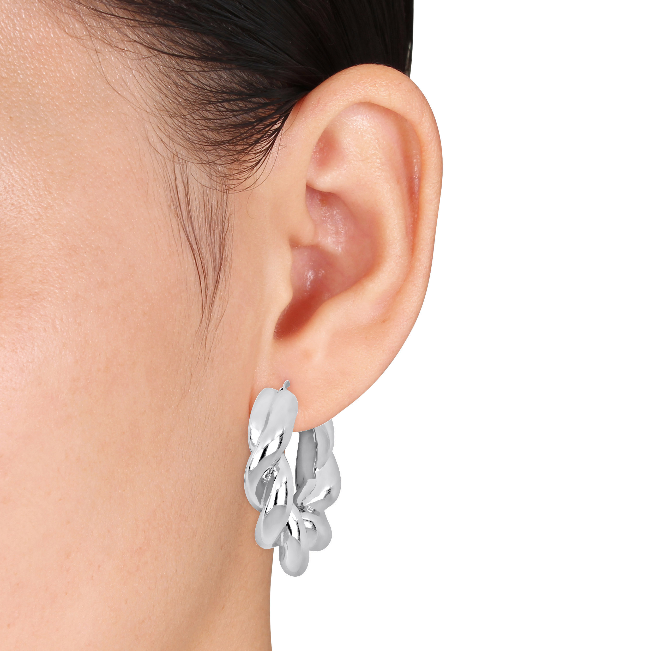 39 MM Twisted Hoop Earrings in Sterling Silver