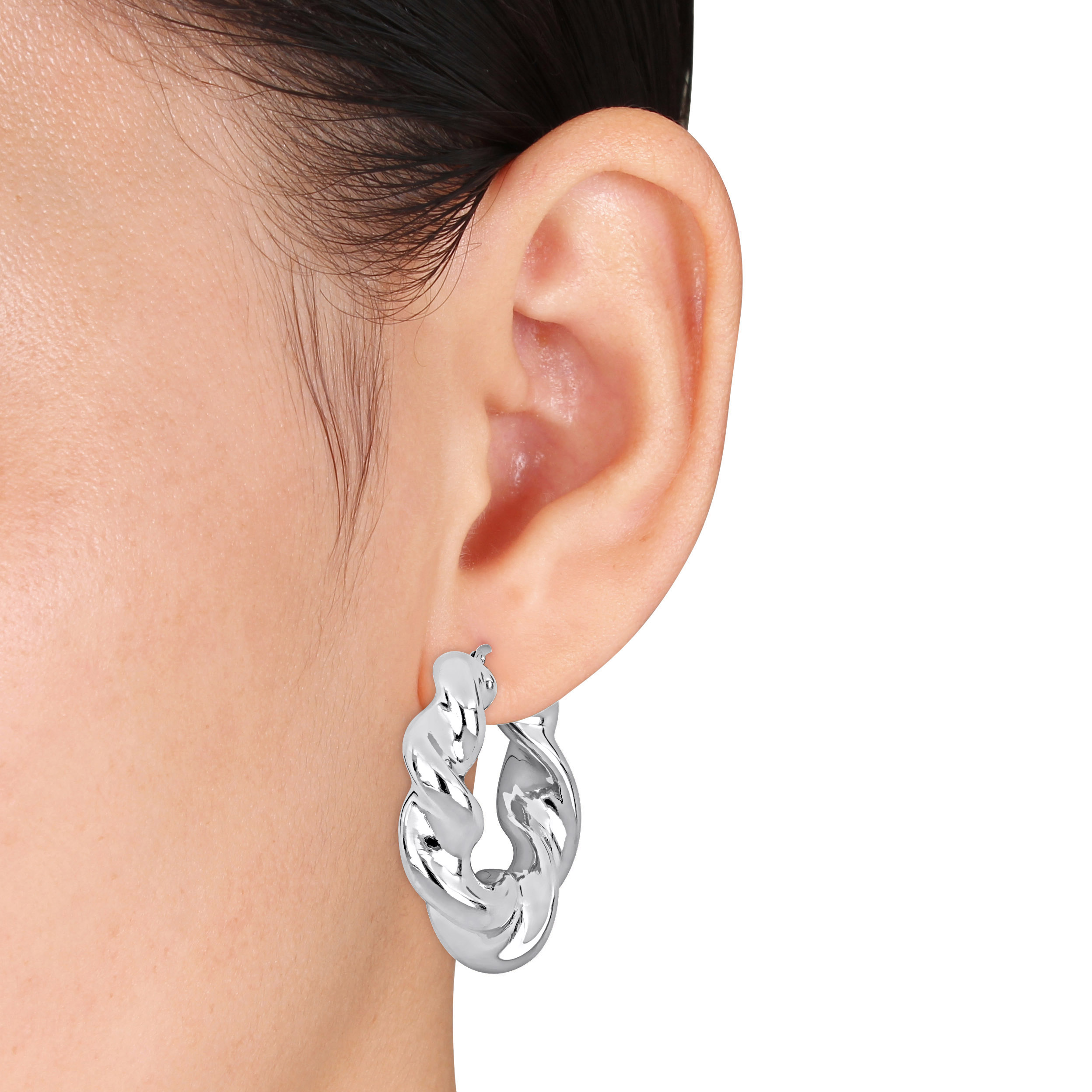 39.5 MM Twisted Hoop Earrings in Sterling Silver