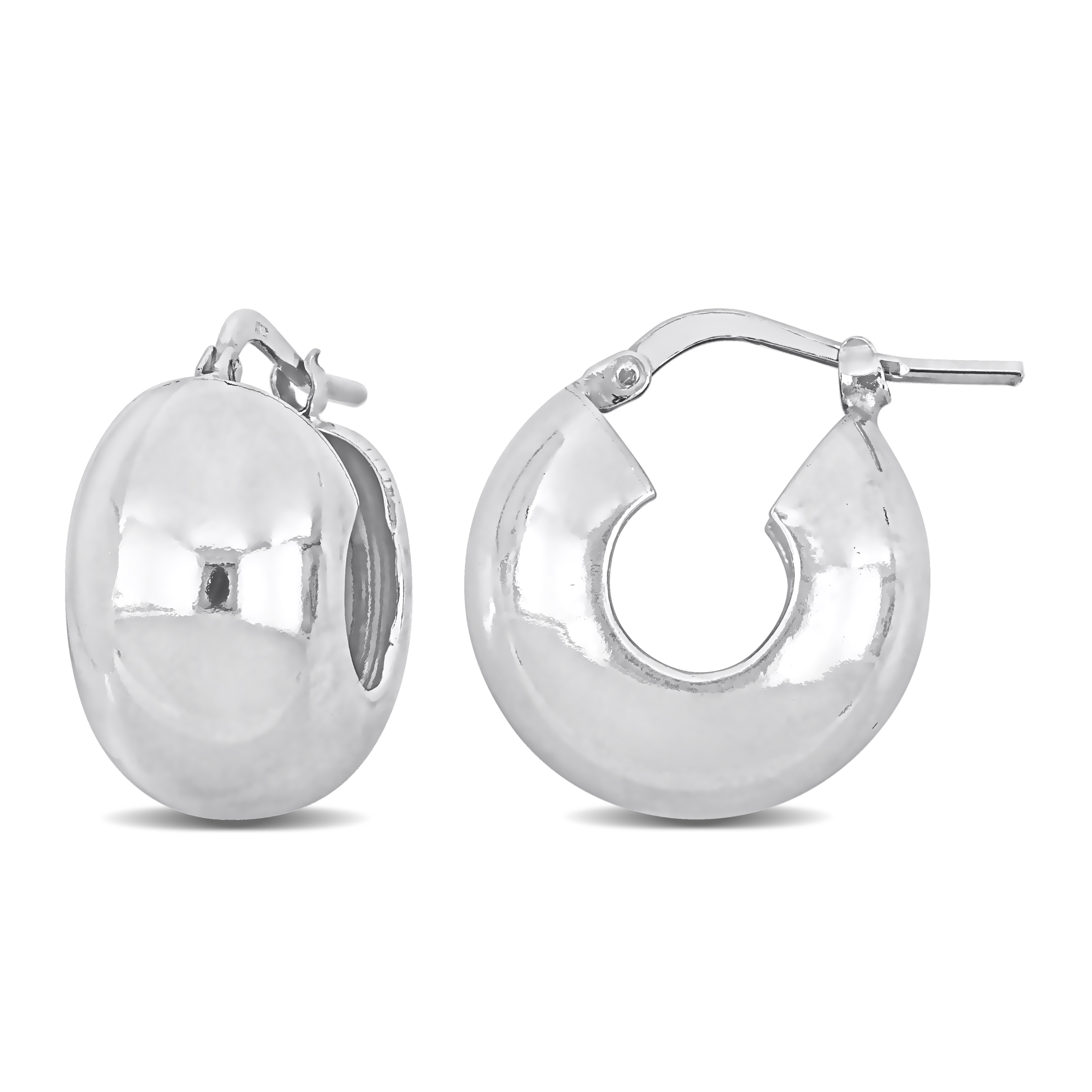18 MM Wide Huggie Polished Earrings in Sterling Silver