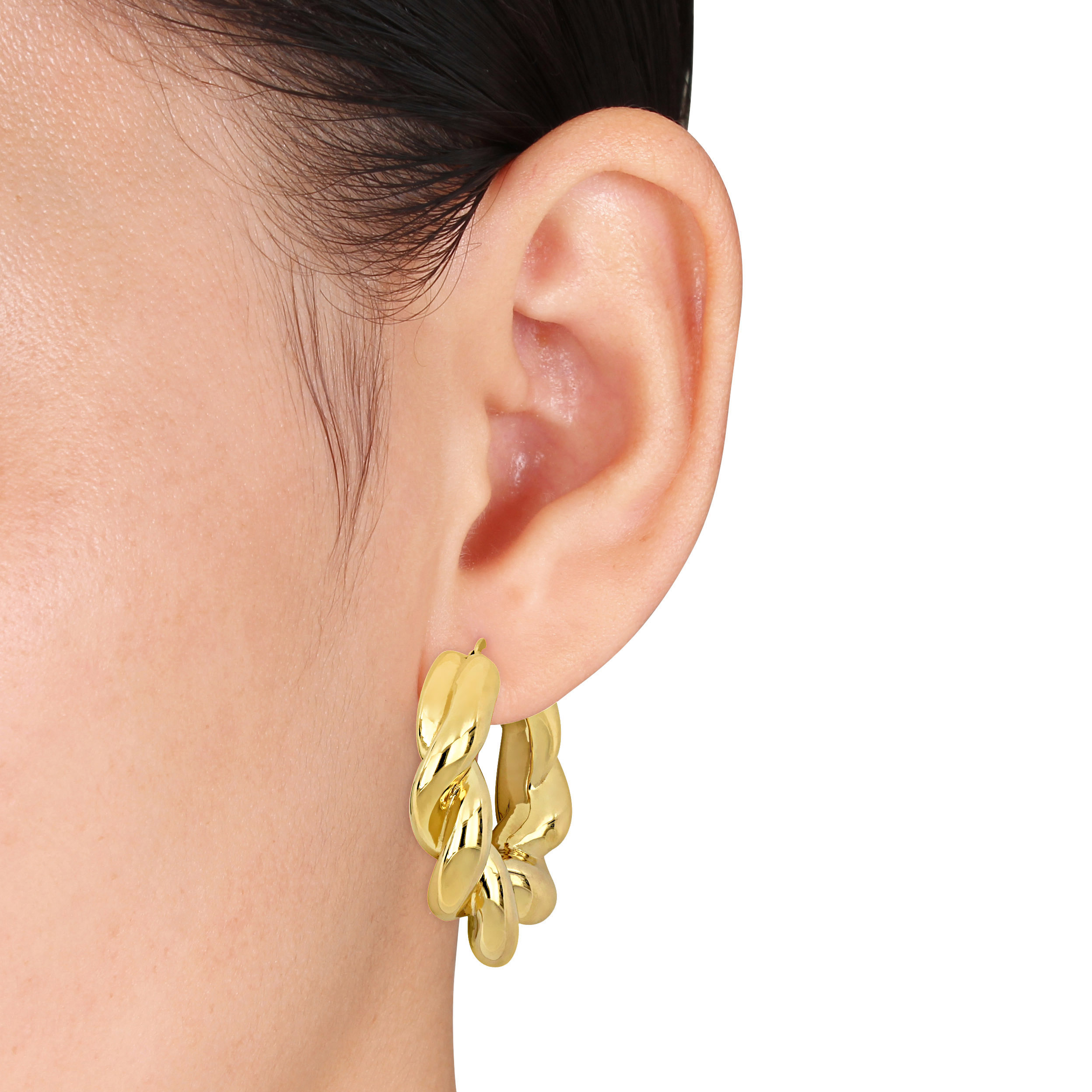 39 MM Hoop Earrings in Yellow Plated Sterling Silver