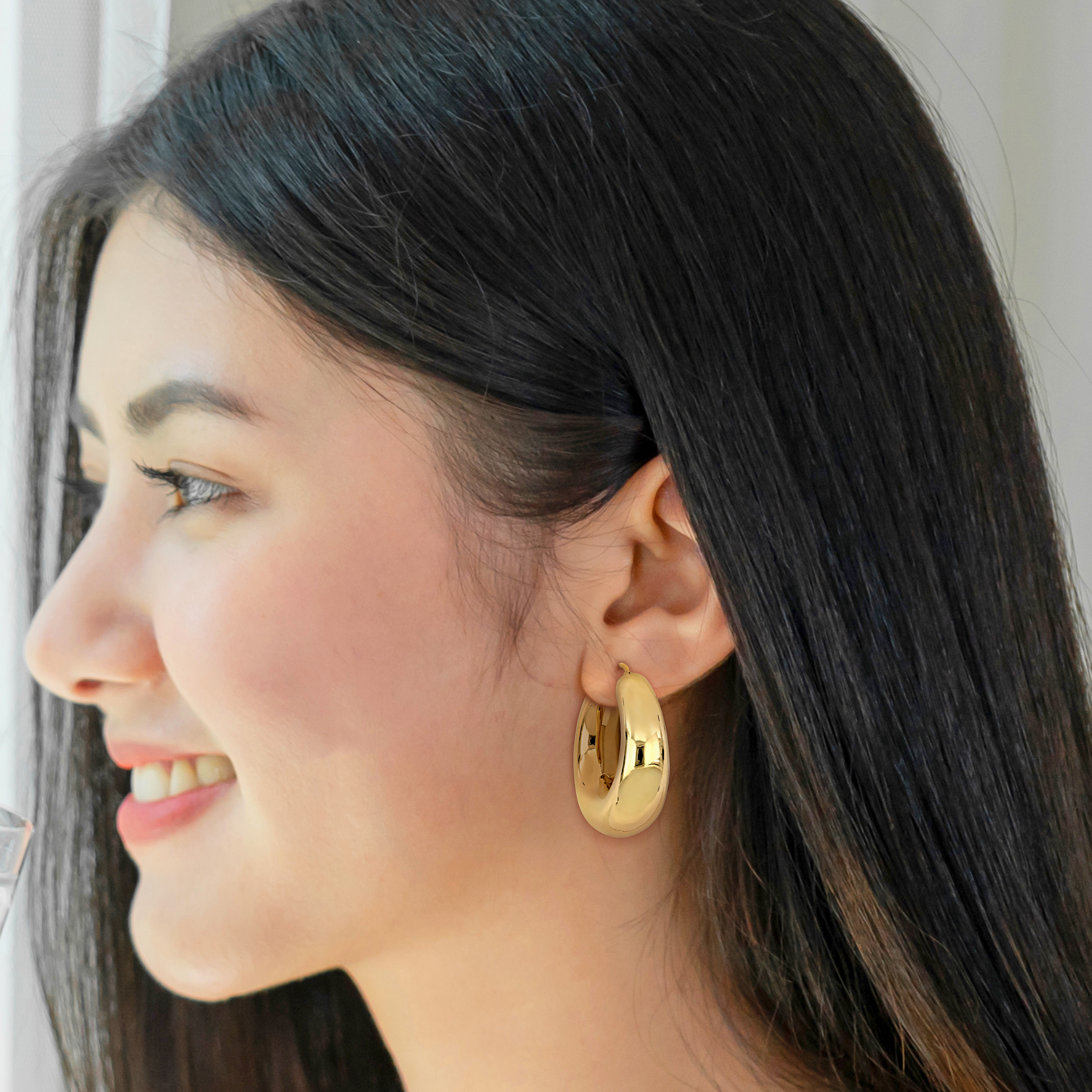 40 MM Polished Hoop Earrings in Yellow Plated Sterling Silver