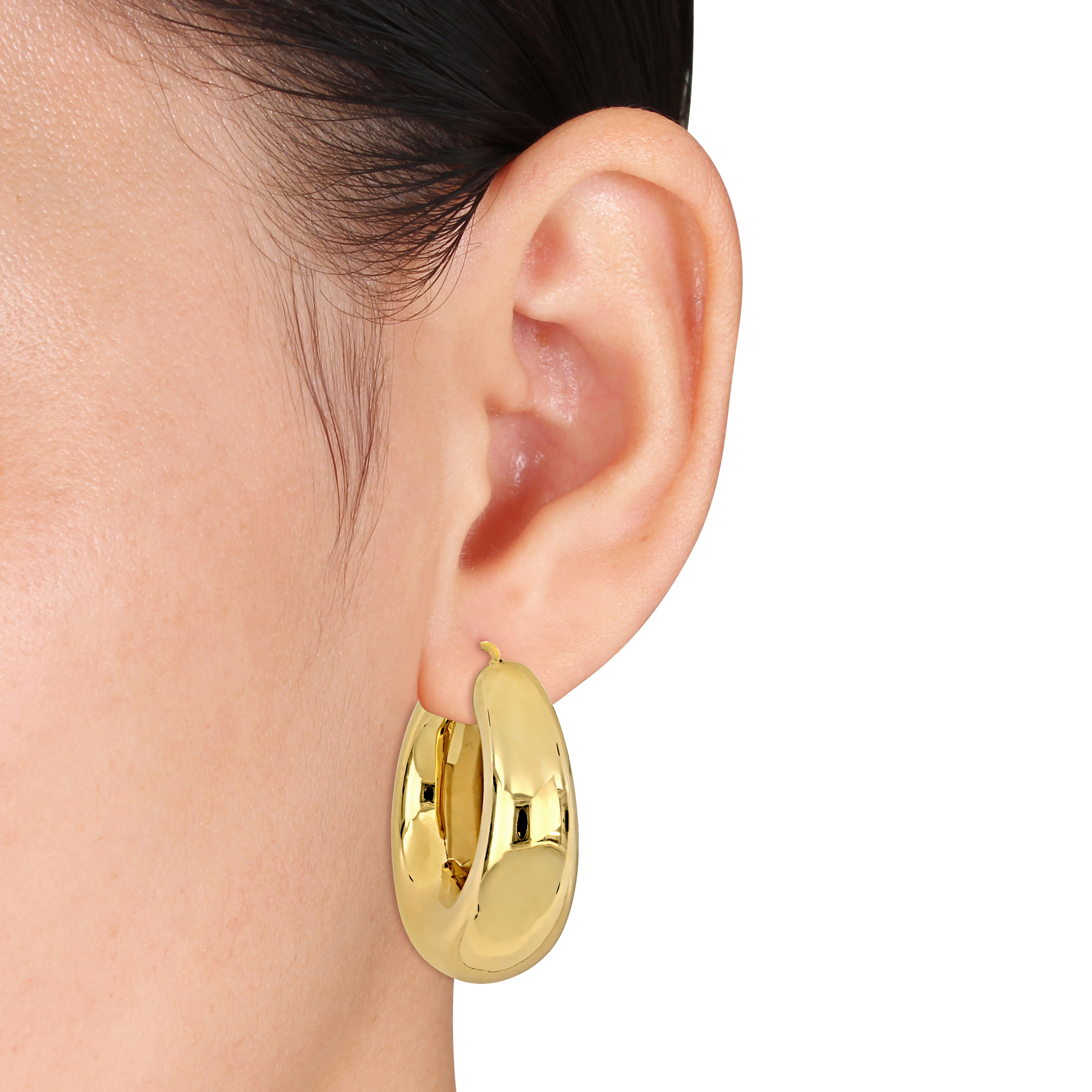 40 MM Polished Hoop Earrings in Yellow Plated Sterling Silver