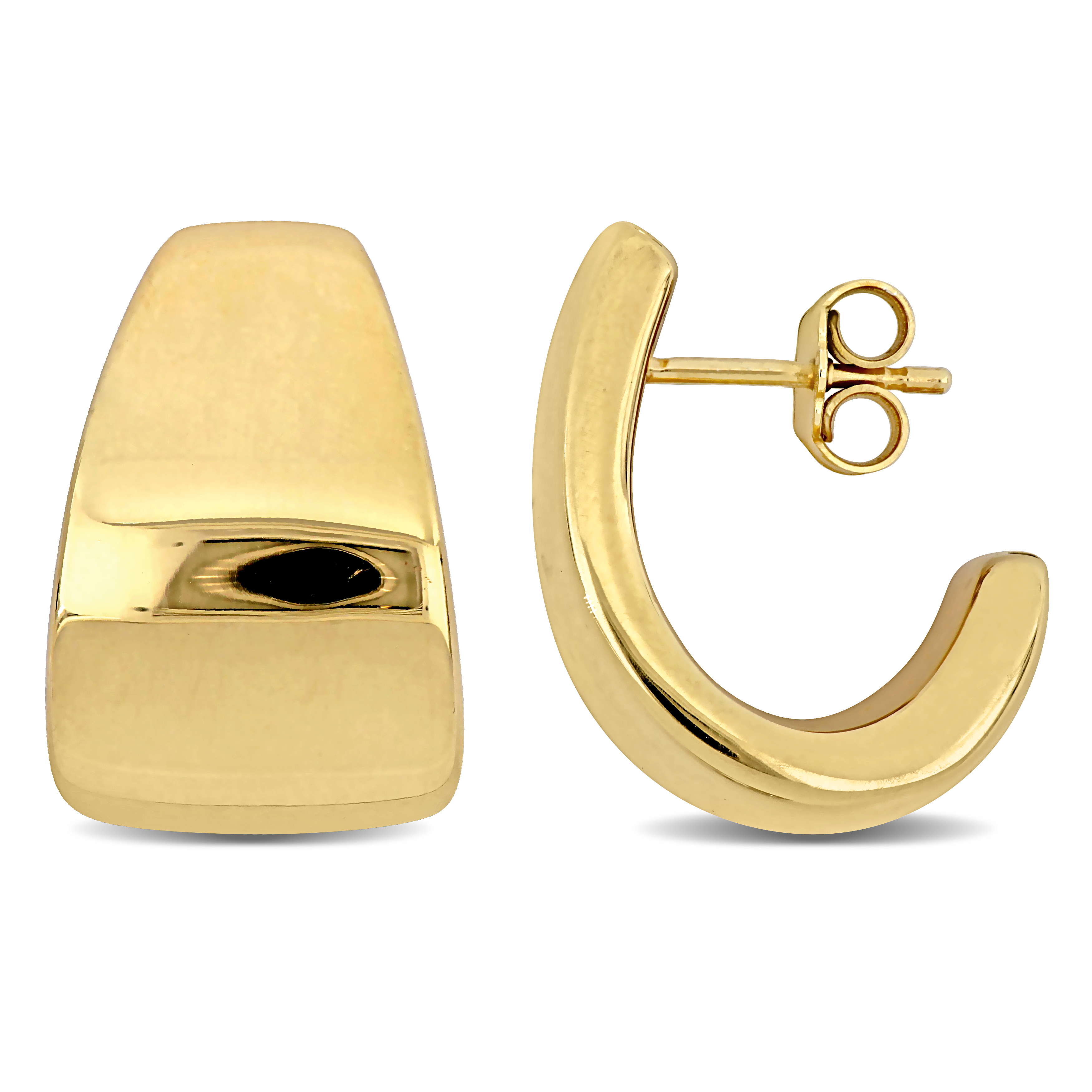 21 MM Semi-Hoop Earrings in Yellow Plated Sterling Silver