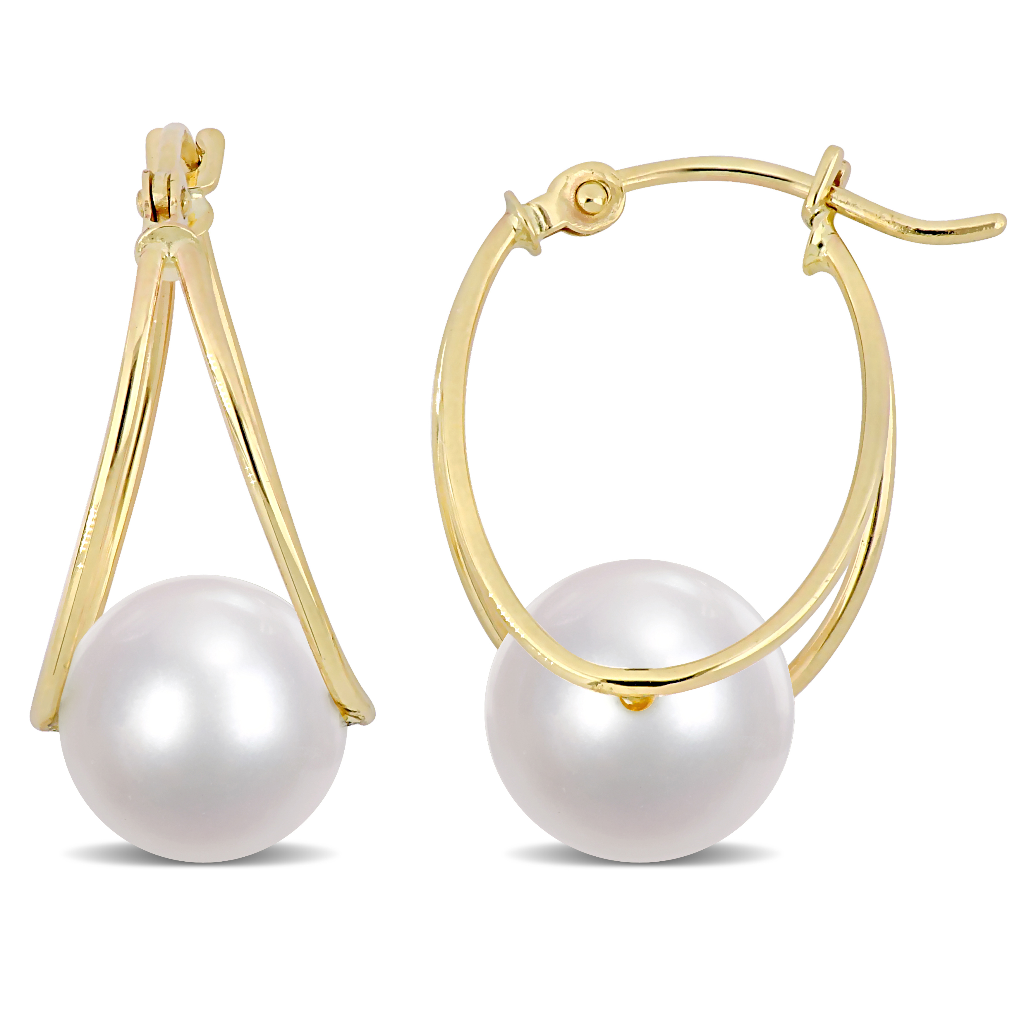 8 - 8.5 MM Freshwater Cultured Pearl Earrings in 14k Yellow Gold