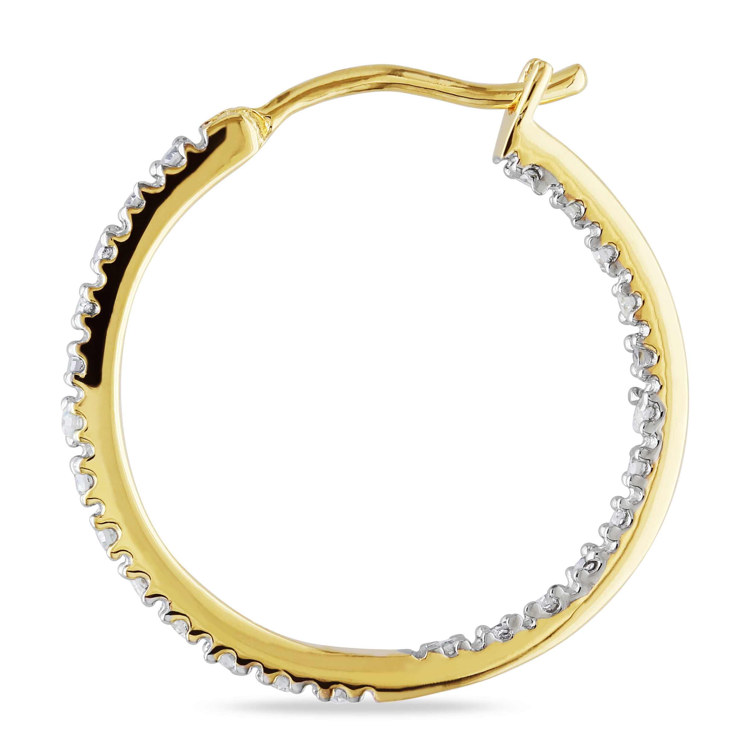 1/4 CT TW Diamond Inside Outside Hoop Earrings in Two-Tone Sterling Silver