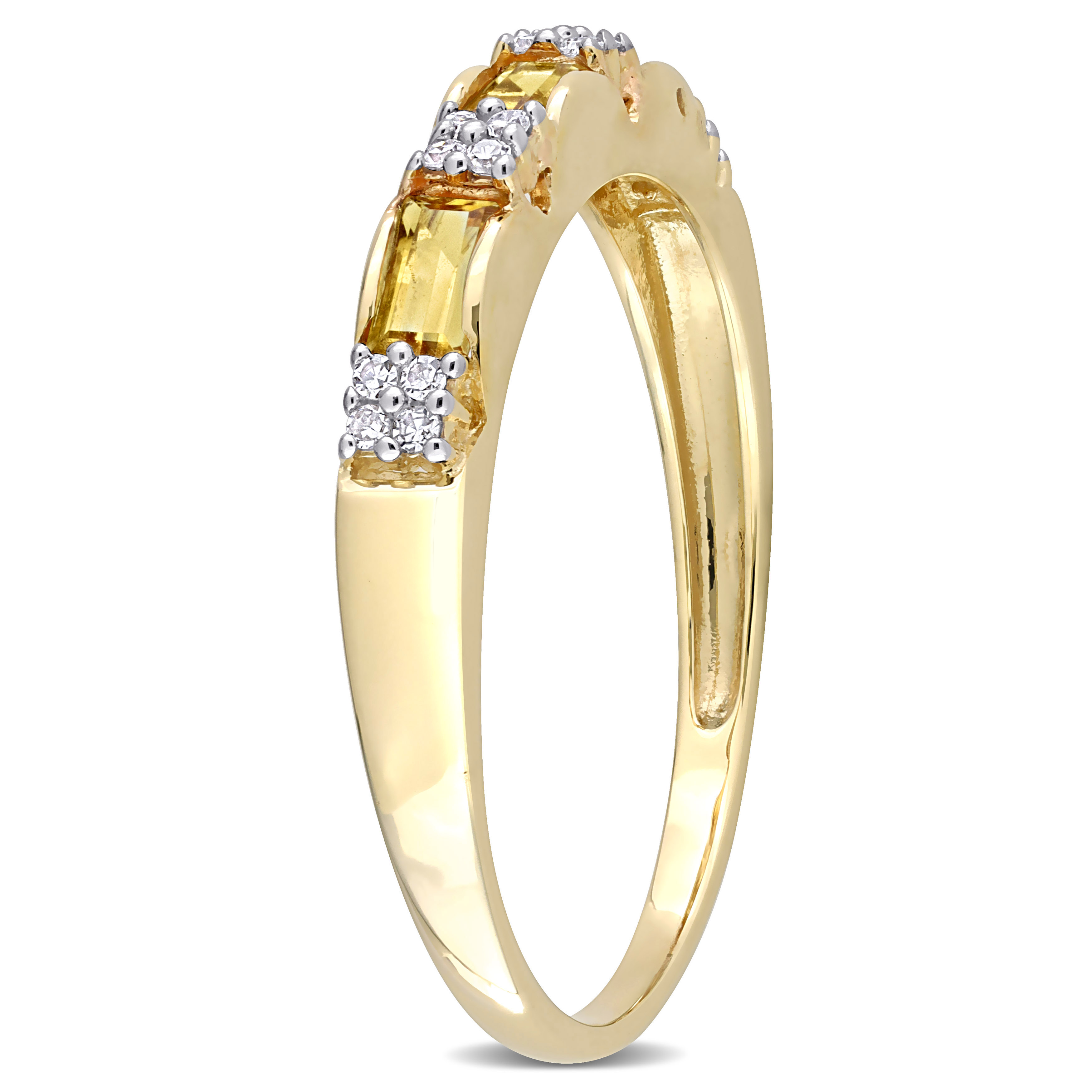3/8 CT TGW Citrine and Diamond Accent Eternity Ring in 10k Yellow Gold