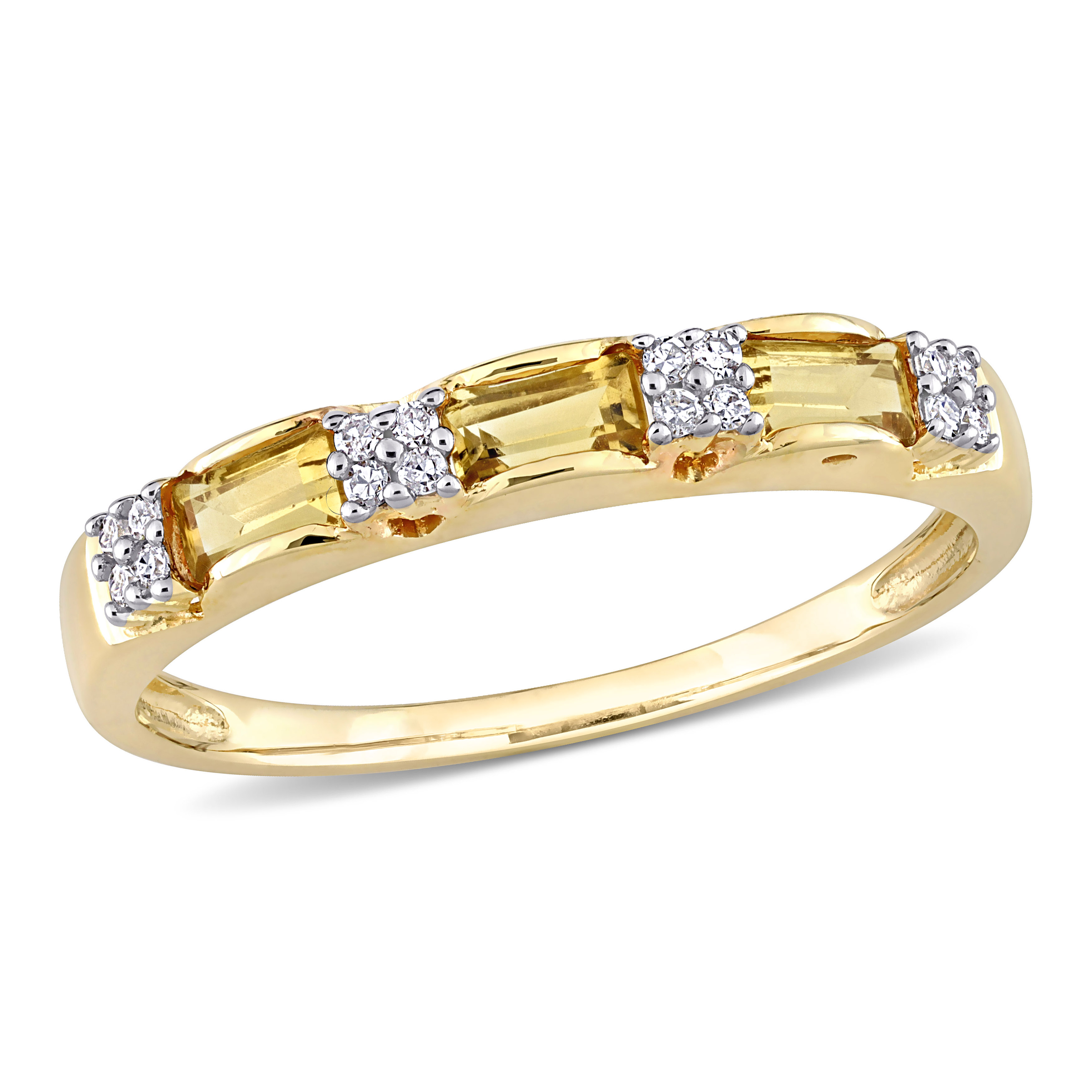 3/8 CT TGW Citrine and Diamond Accent Eternity Ring in 10k Yellow Gold