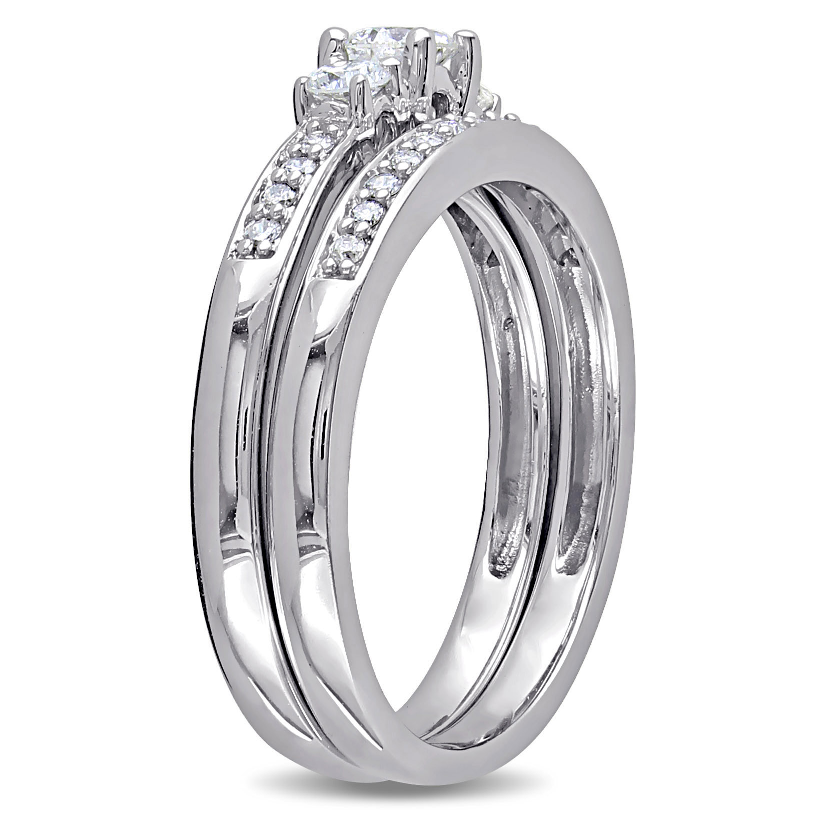 1/2 CT TW 3-Stone Diamond Bridal Set in 14k White Gold