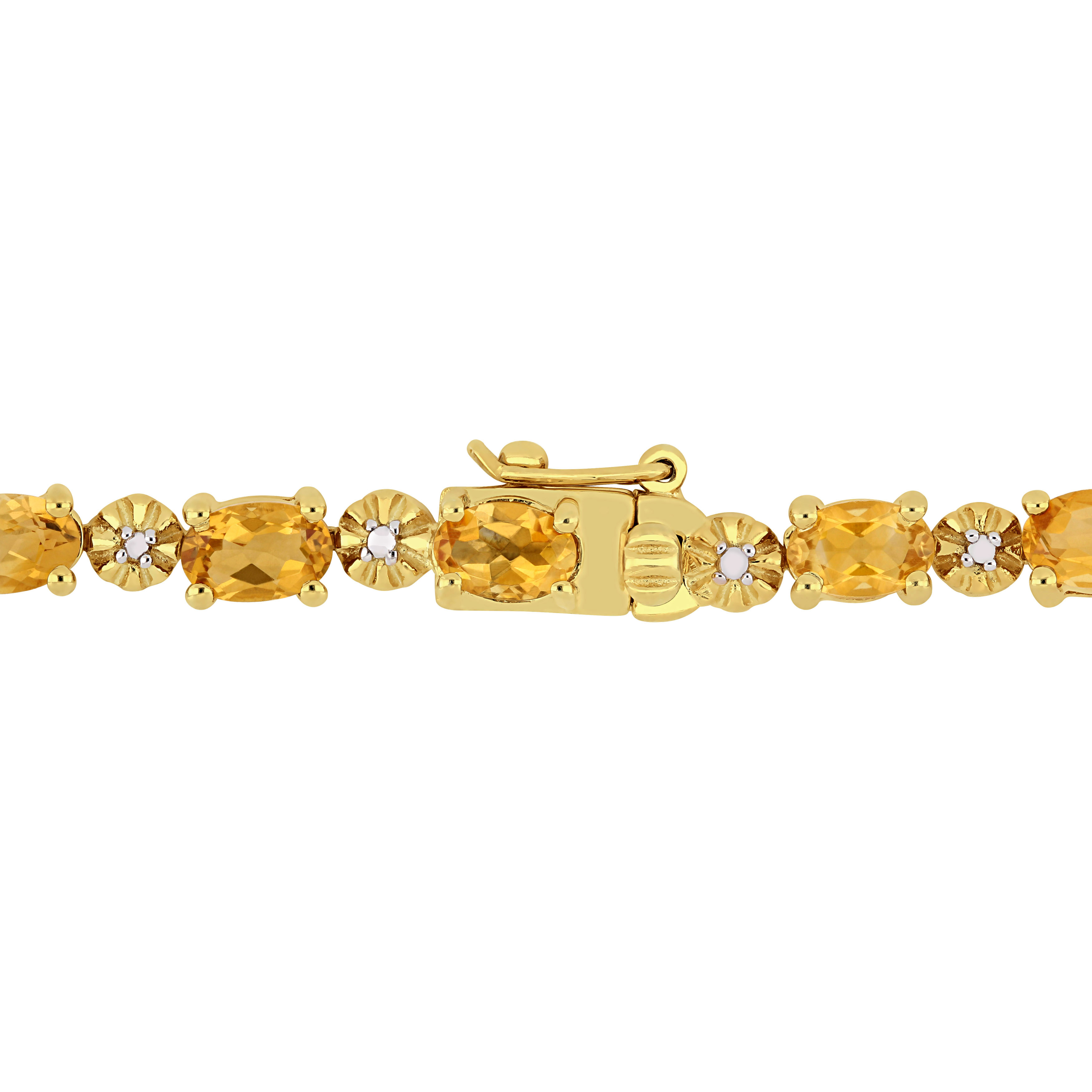 8 1/10 CT TGW Oval-Cut Citrine and Diamond Accent Tennis Bracelet in Yellow Plated Sterling Silver - 7.25 in.