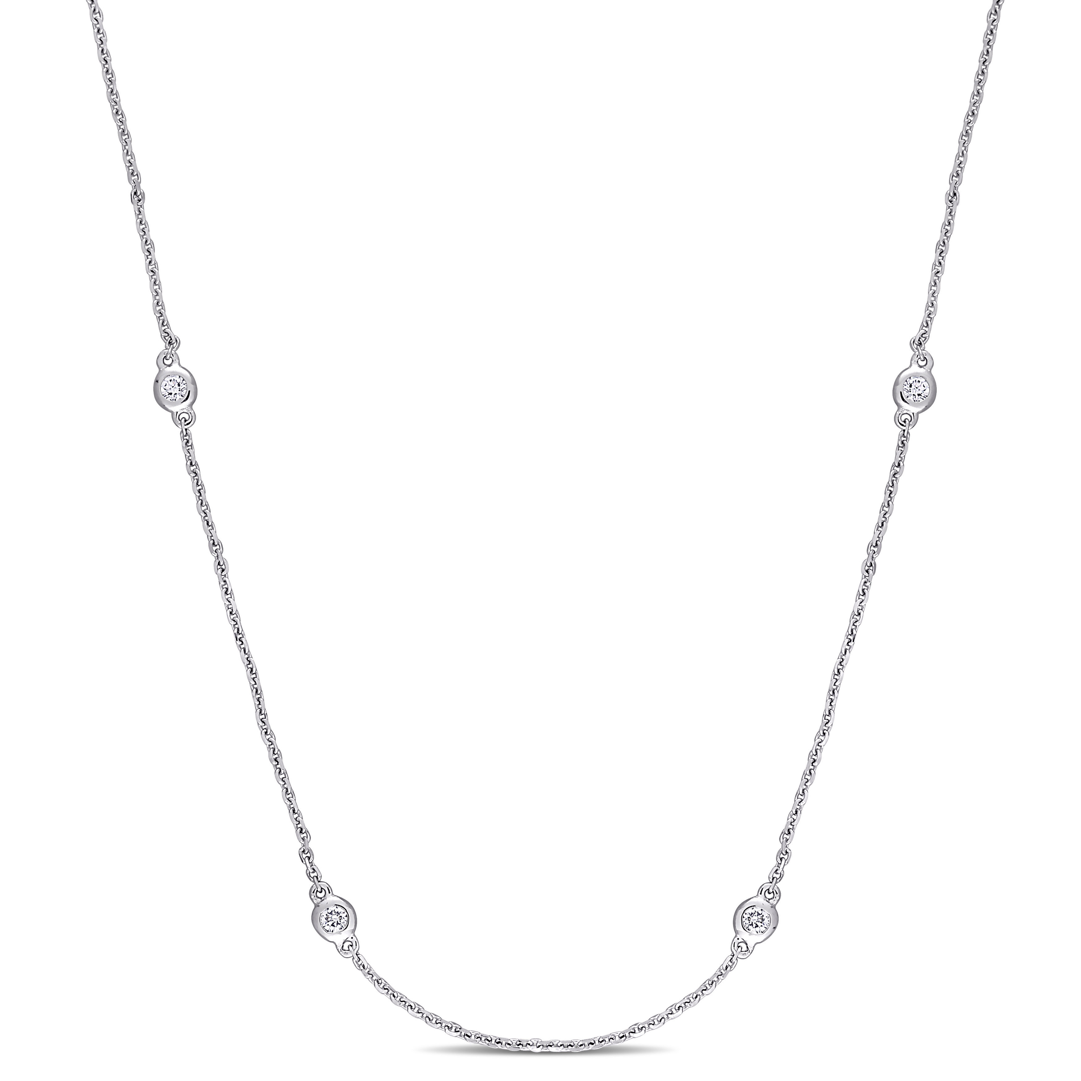 1/3 CT TW Diamond Station Necklace with Chain in 14k White Gold - 18 in