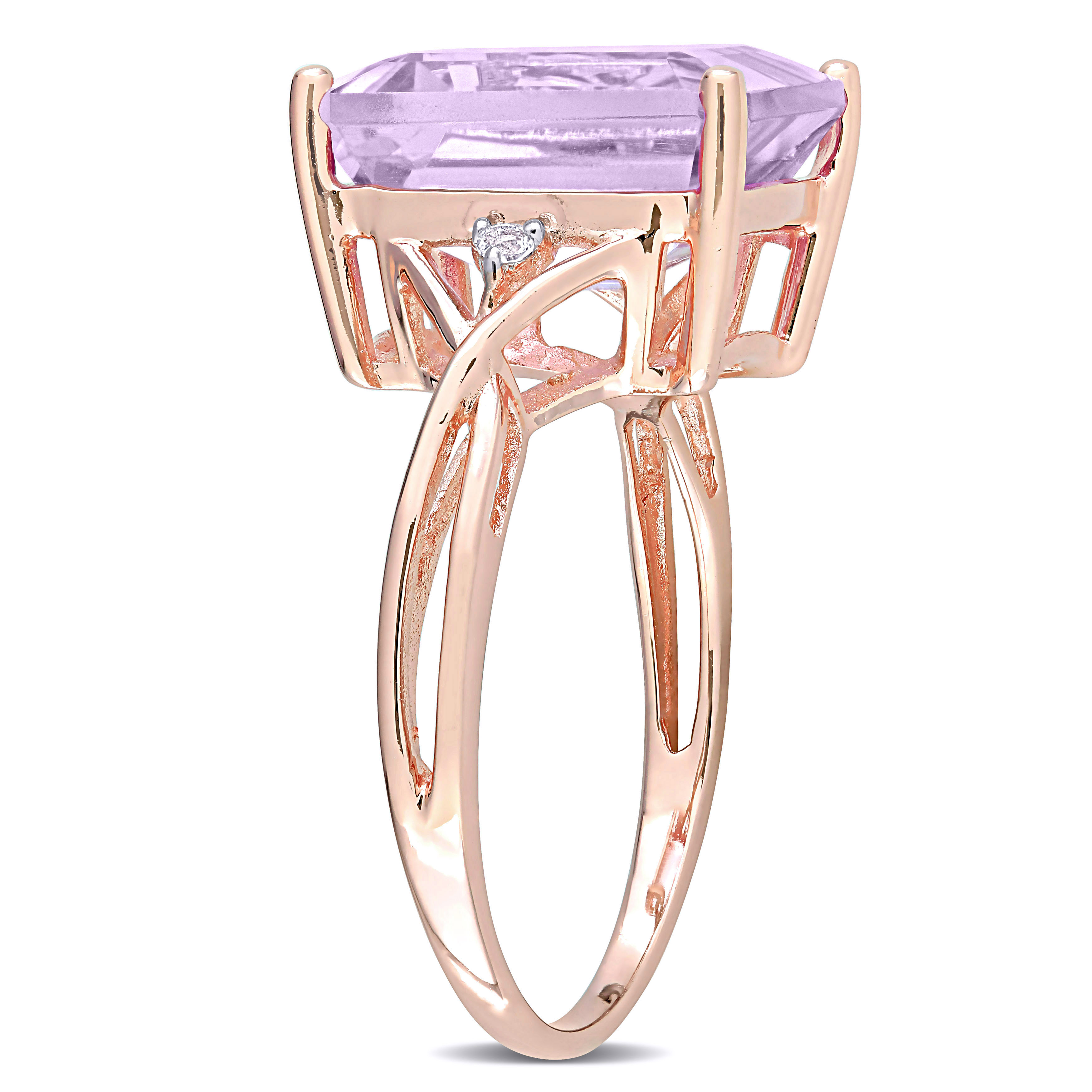 5 7/8 CT TGW Rose de France and White Topaz Cocktail Ring in Rose Plated Sterling Silver