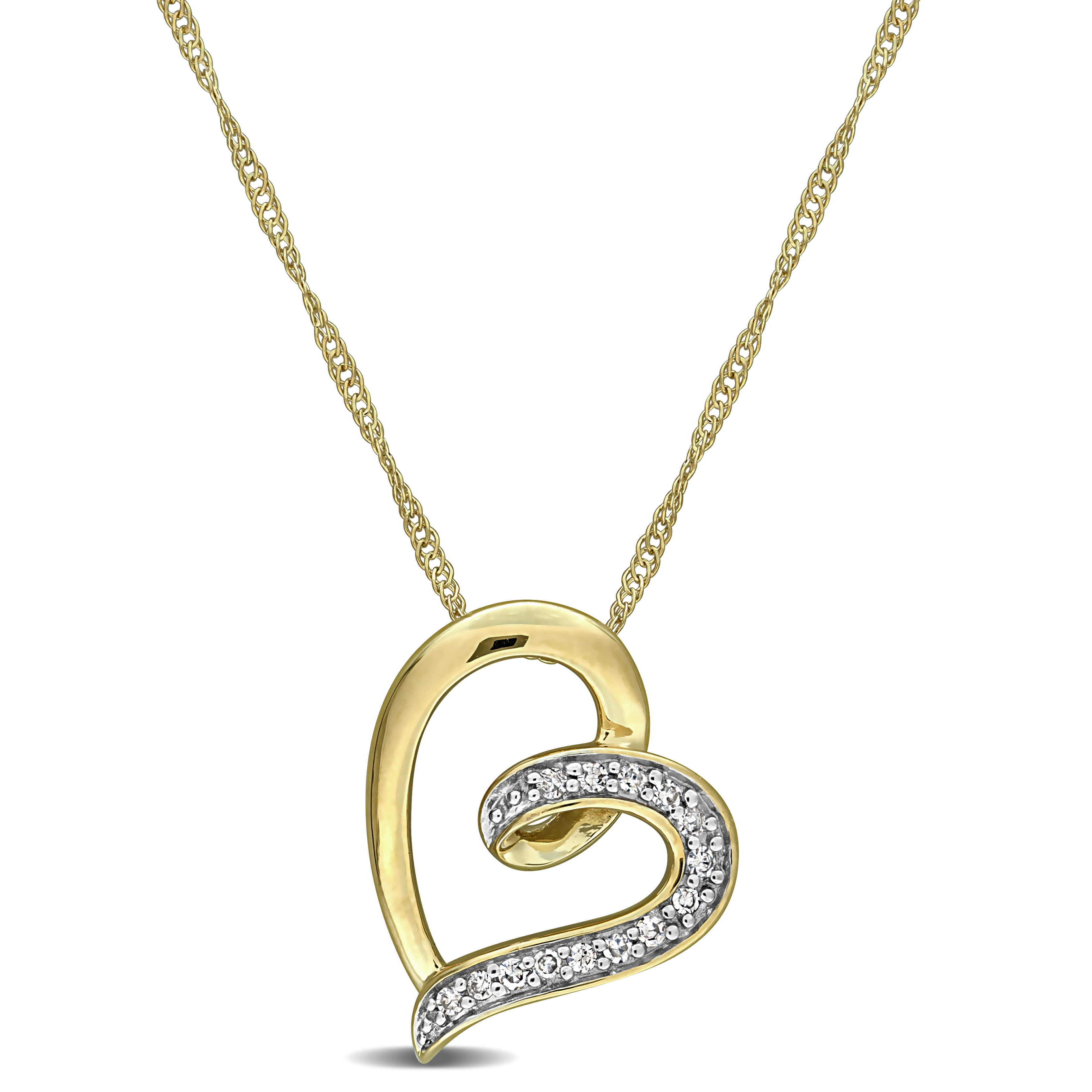 Diamond Heart Pendant with Chain in 10k Yellow Gold