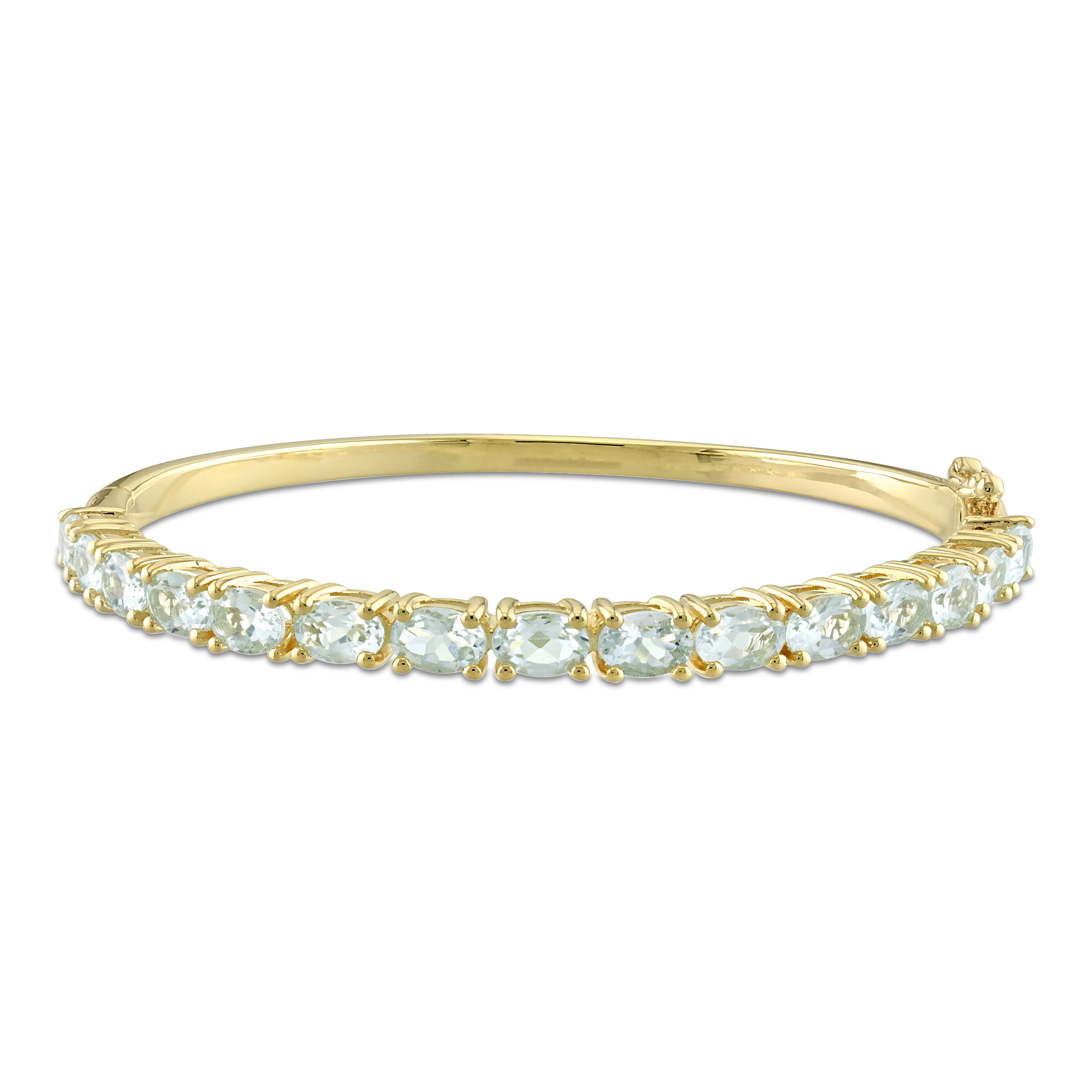 6 1/3 CT TGW Aquamarine Bangle in Yellow Plated Sterling Silver - 7 in.