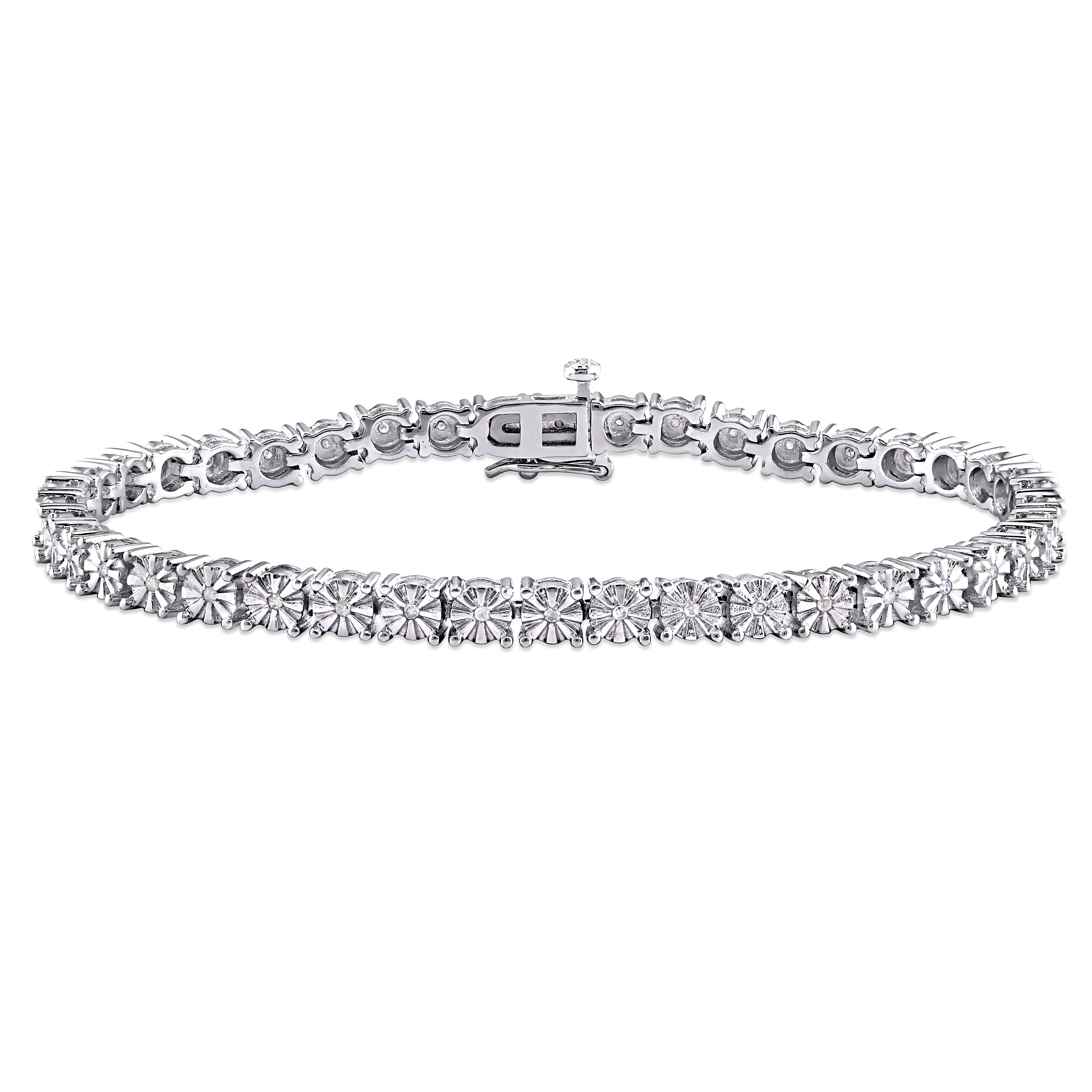 1/4 CT TW Diamond Tennis Bracelet in Sterling Silver - 7 in