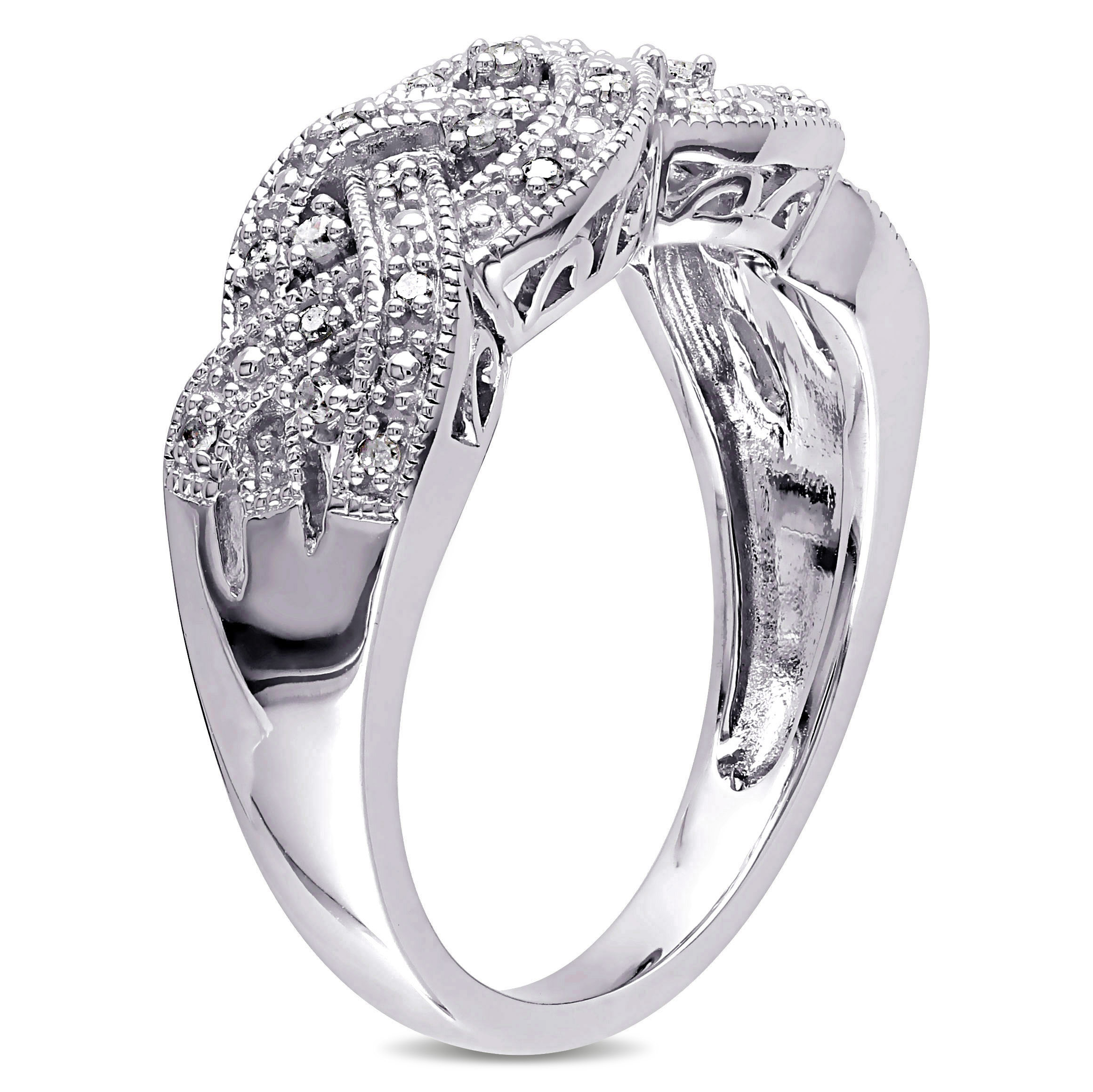1/8 CT TW Braided Diamond Ring in Sterling Silver
