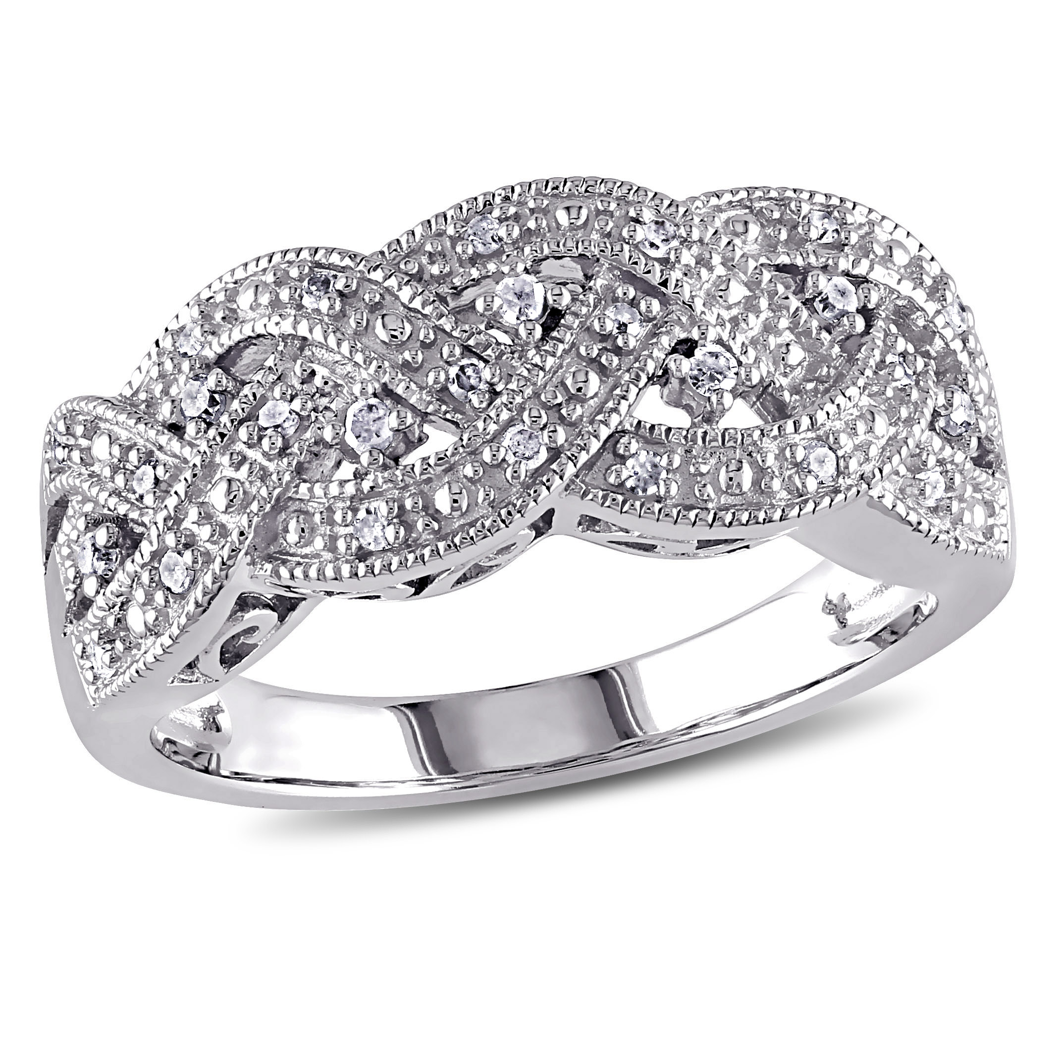 1/8 CT TW Braided Diamond Ring in Sterling Silver
