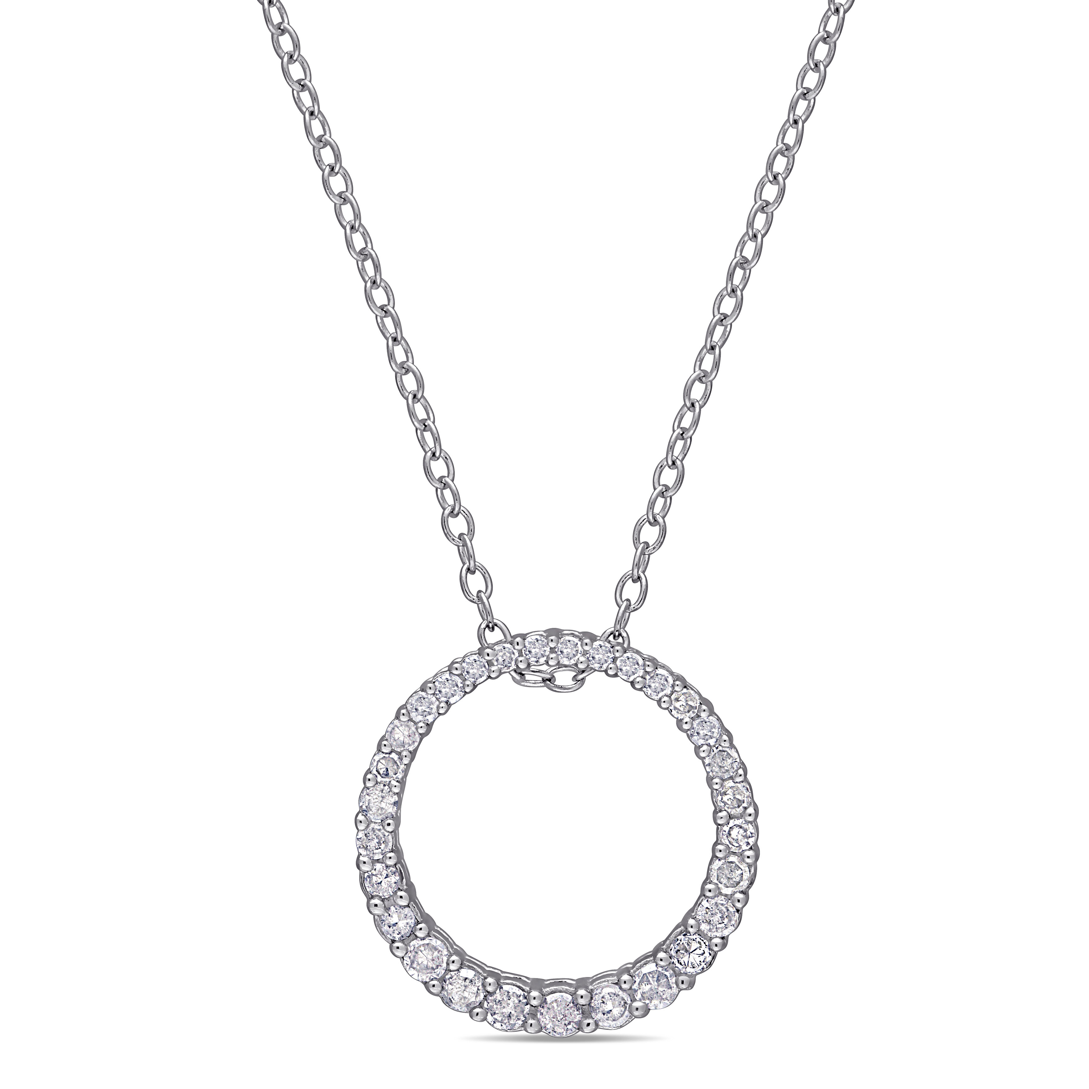 1/3 CT TW Diamond Circle Pendant with Chain in Sterling Silver - 18 in