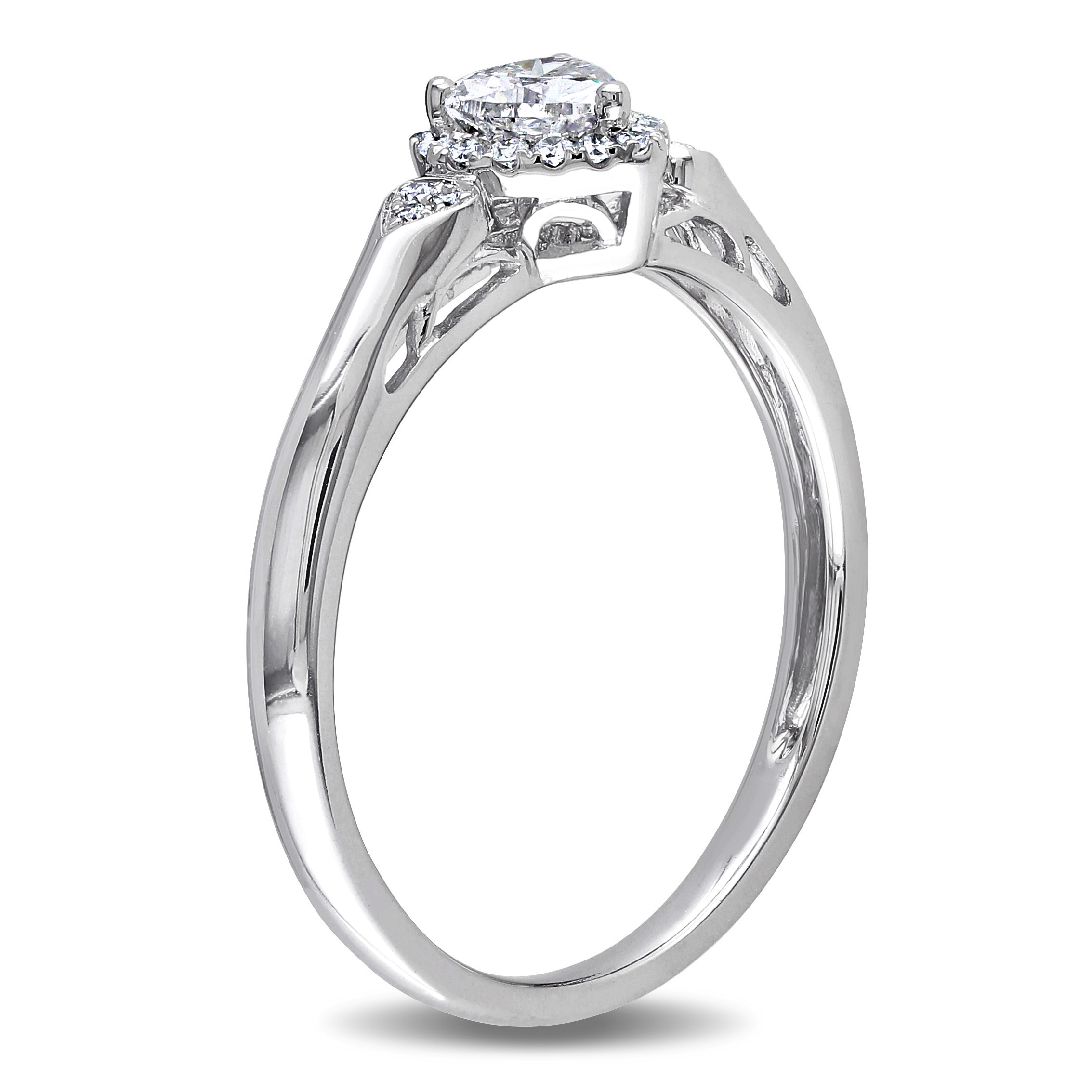 2/5 CT TW Heart-Cut Diamond Halo Engagement Ring in 14k White Gold