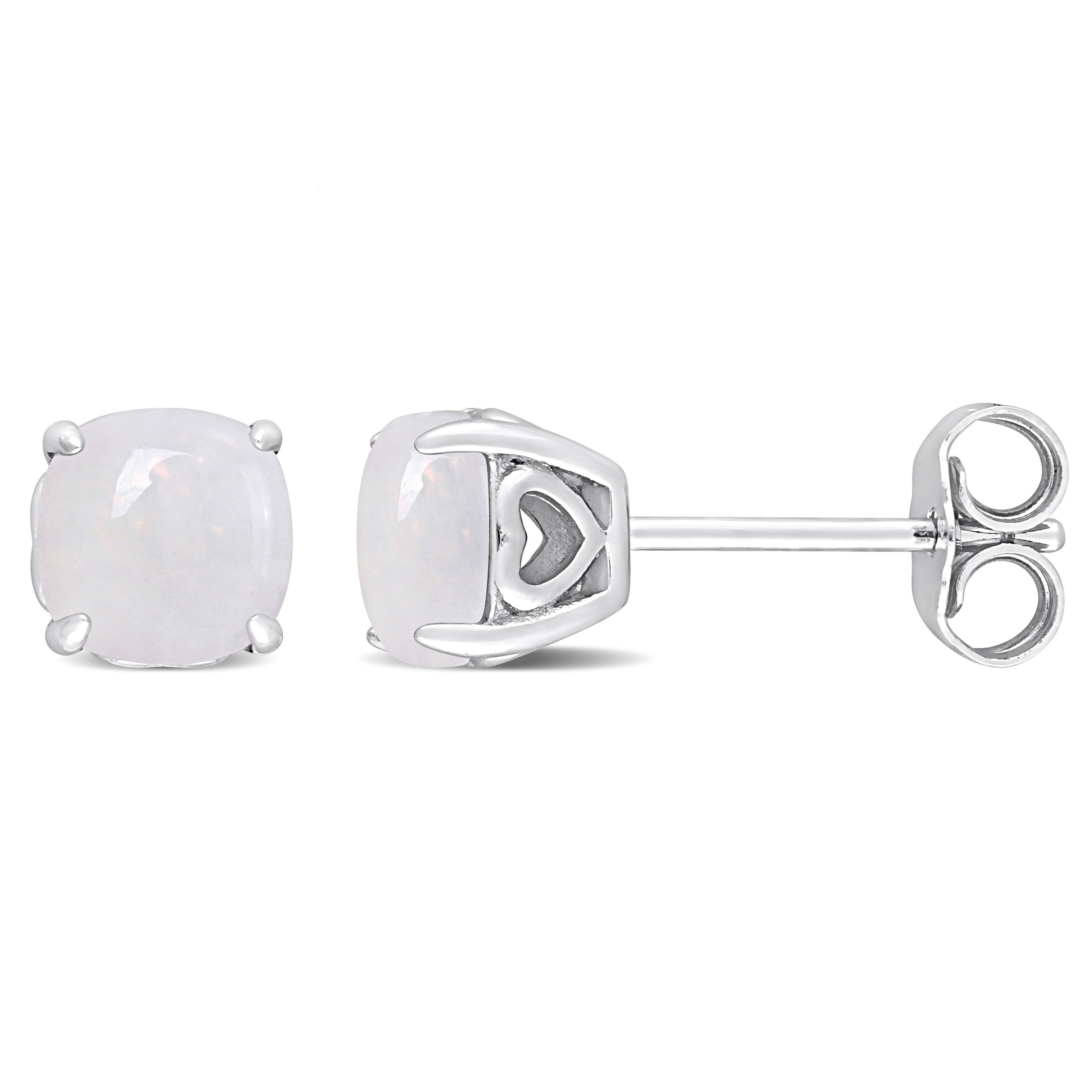 1 1/3 CT TGW Opal Stud Earrings in Sterling Silver