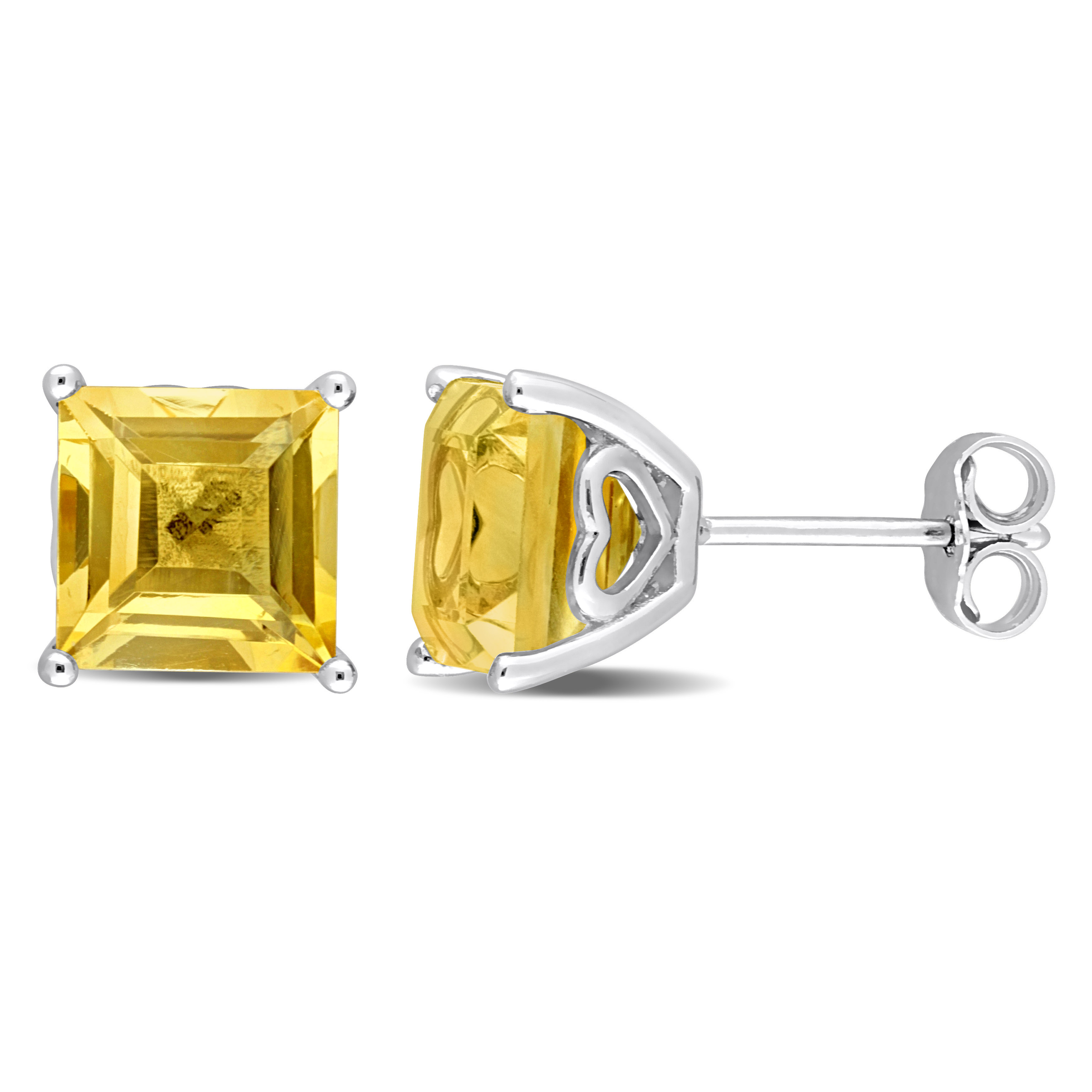 4 4/5 CT TGW Square Citrine Fashion Stud Earrings in Sterling Silver