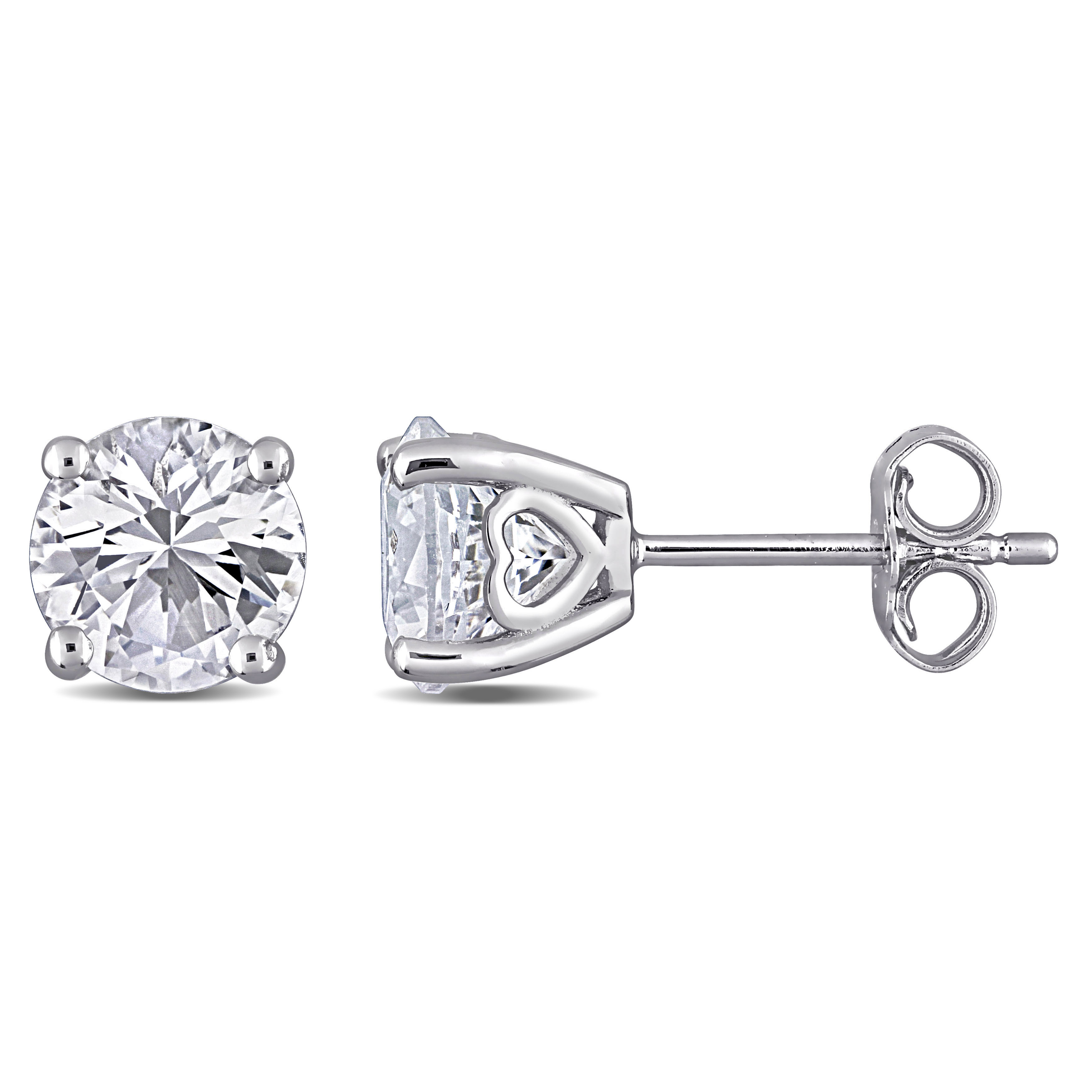 3 1/4 CT TGW Created White Sapphire Solitaire Stud Earrings in Sterling Silver