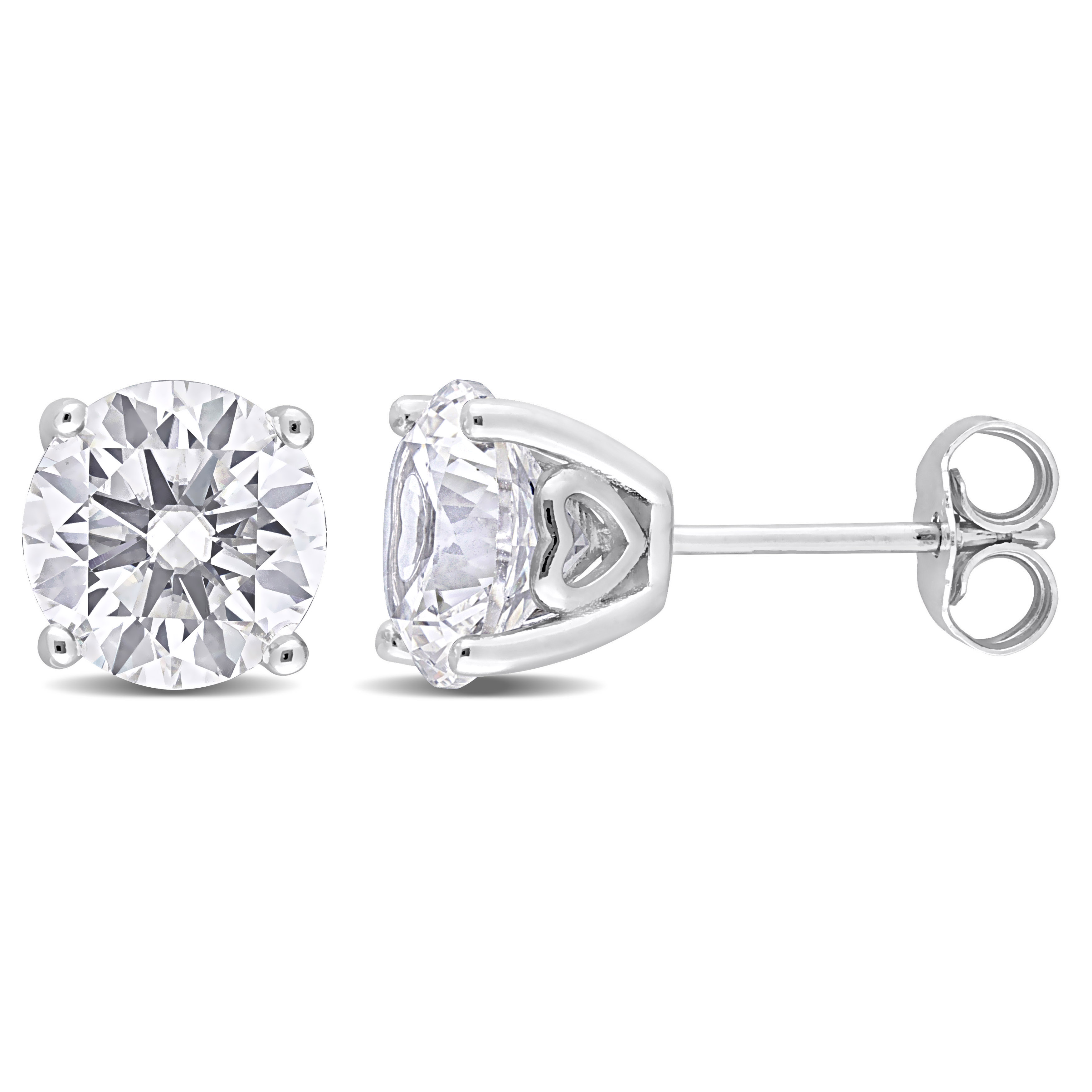 4 4/5 CT TGW Created White Sapphire Solitaire Stud Earrings in Sterling Silver