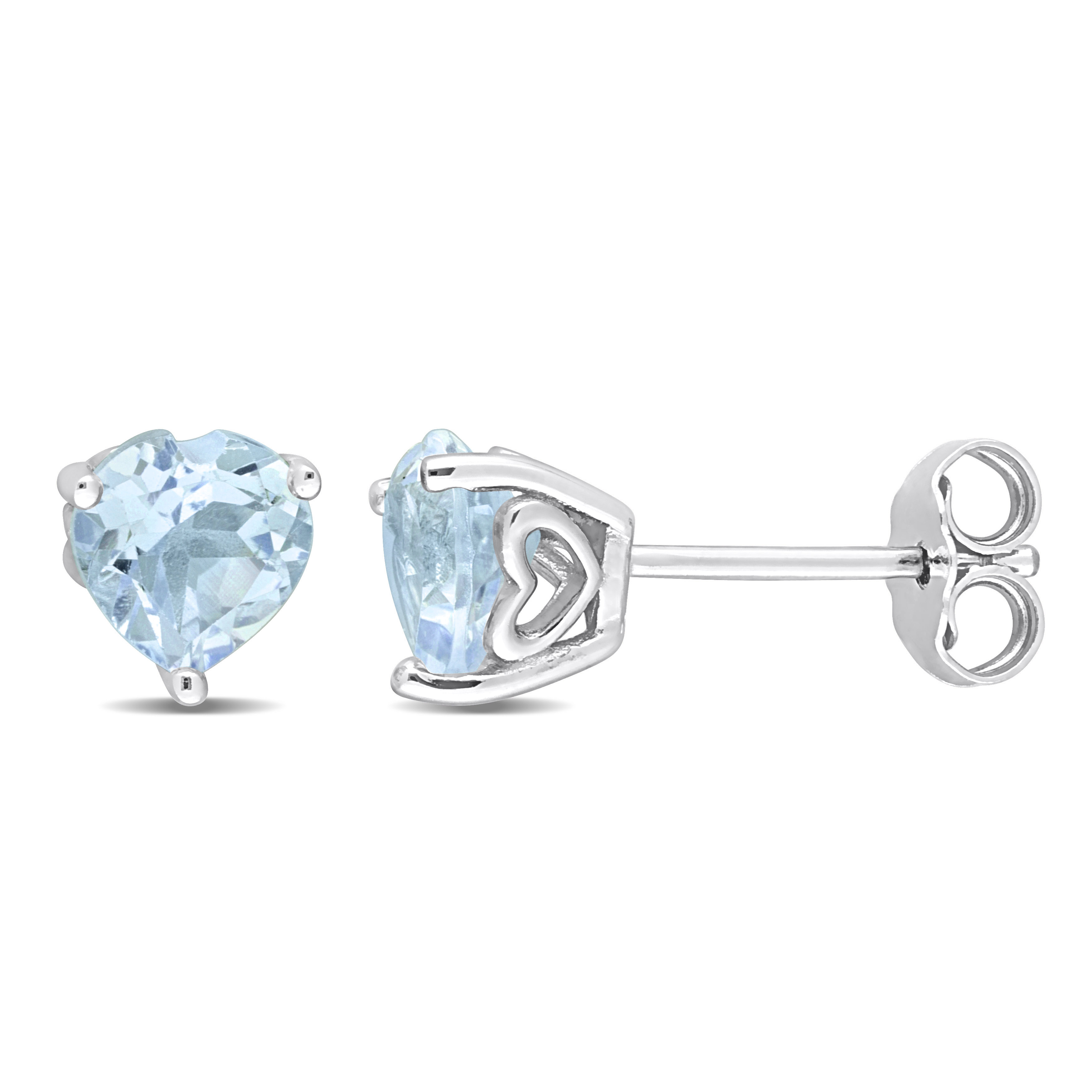 2 CT TGW Heart Shape Sky-Blue Topaz Stud Earrings in Sterling Silver