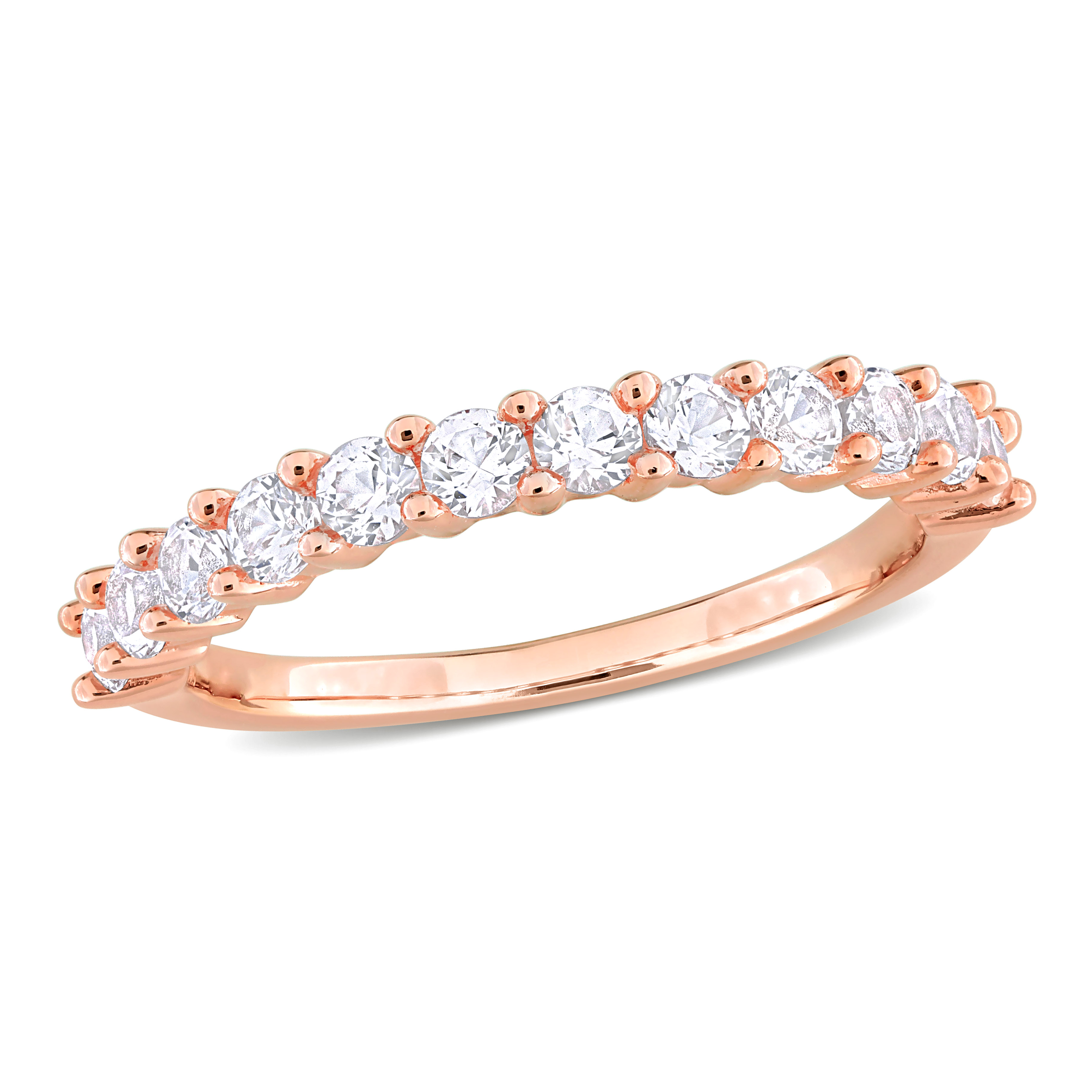 1 1/10 CT TGW Created White Sapphire Anniversary Band in Rose Plated Sterling Silver