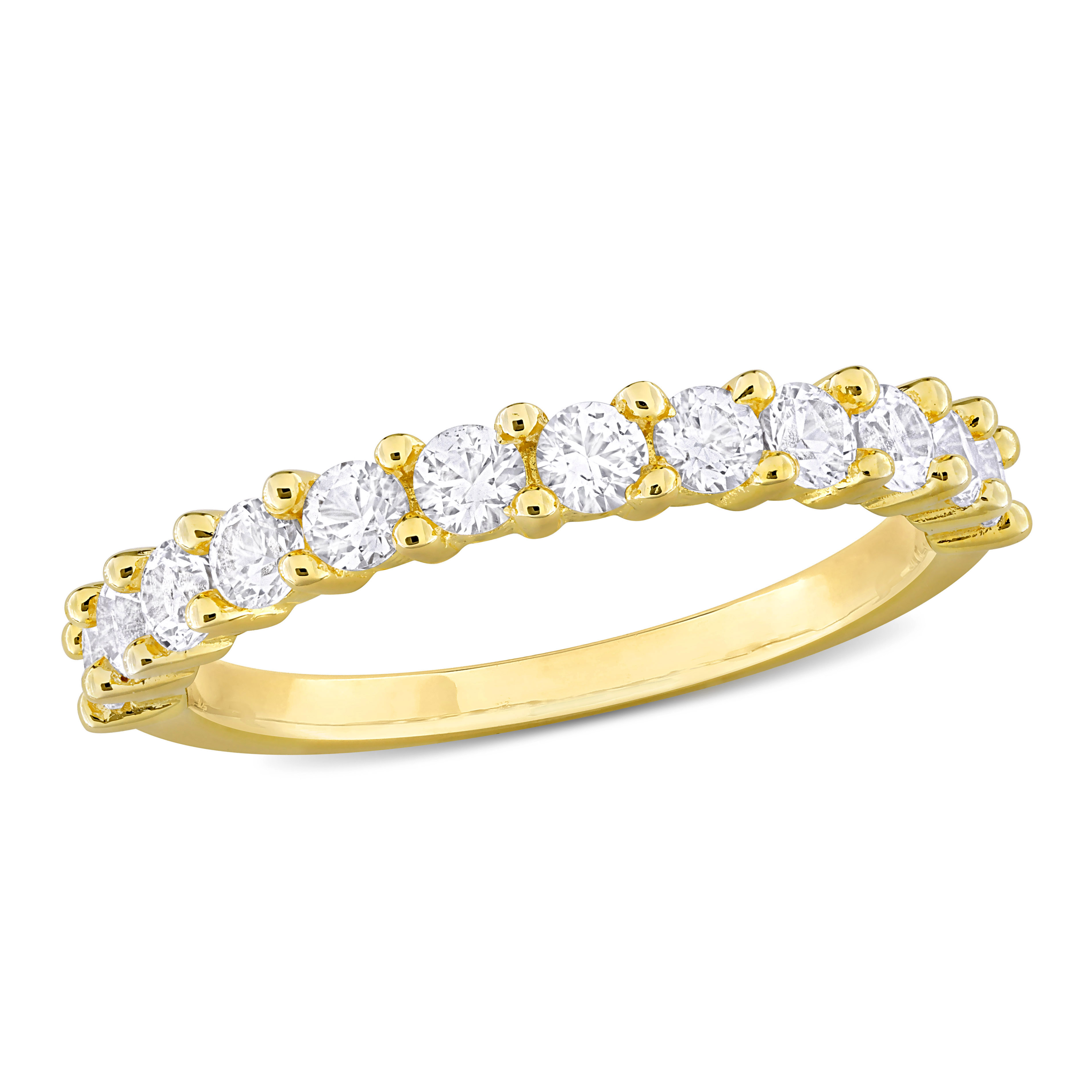 1 1/10 CT TGW Created White Sapphire Anniversary Band in Yellow Plated Sterling Silver