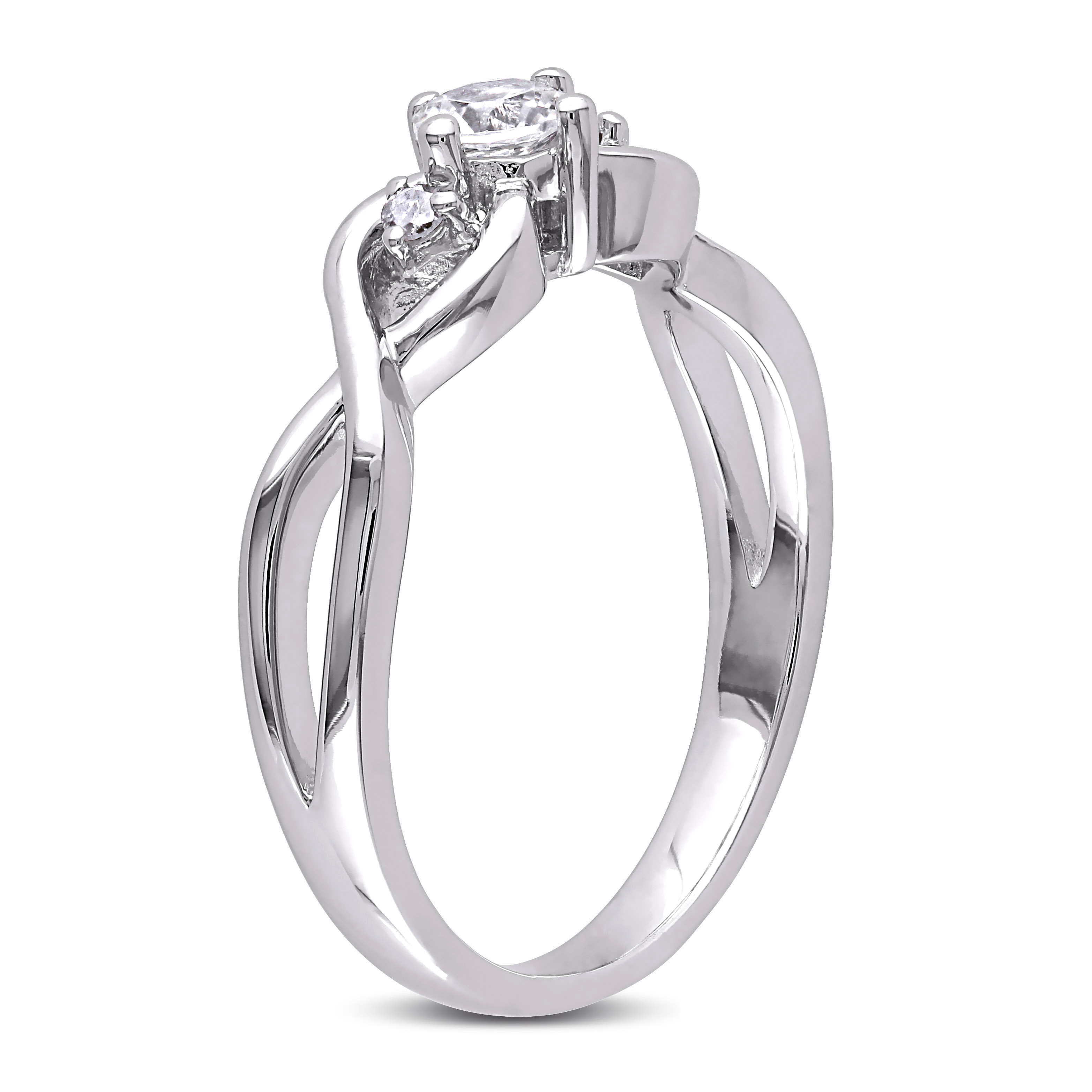 1/3 CT TGW Created White Sapphire and Diamond Infinity Ring in Sterling Silver