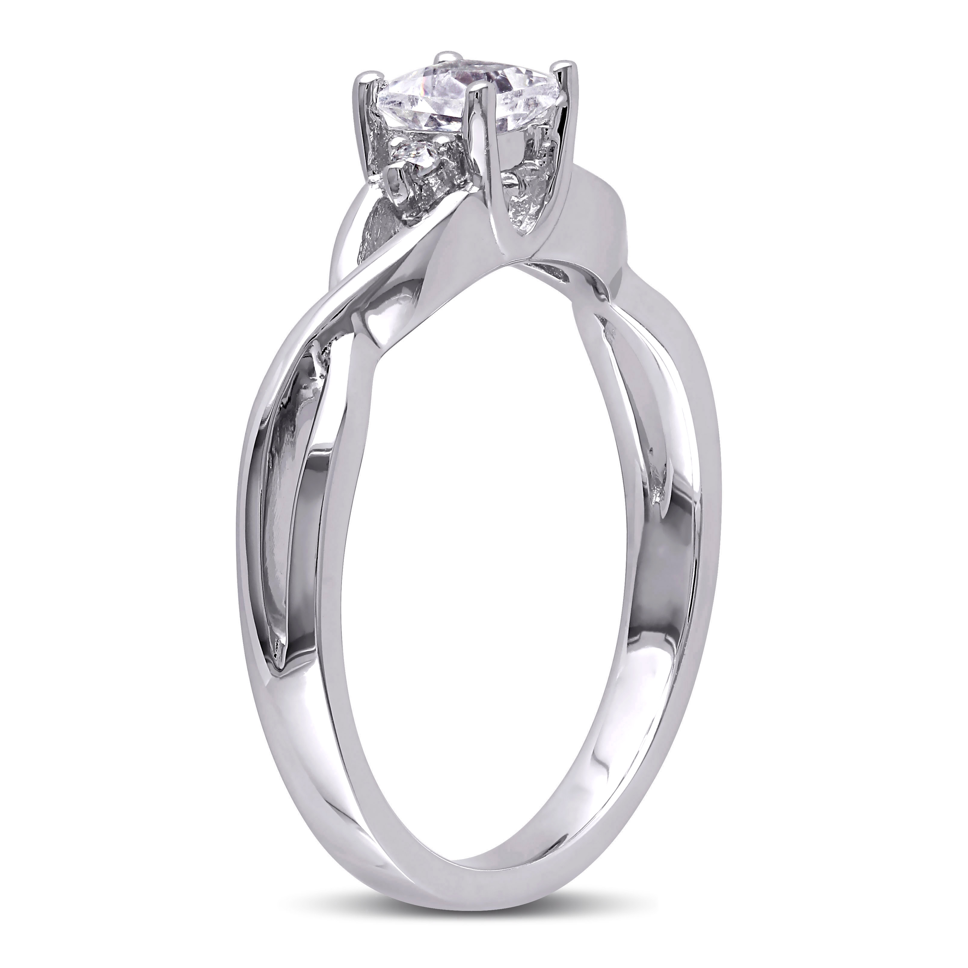 3/8 CT TGW Princess Cut Created White Sapphire and Diamond Infinity Ring in Sterling Silver