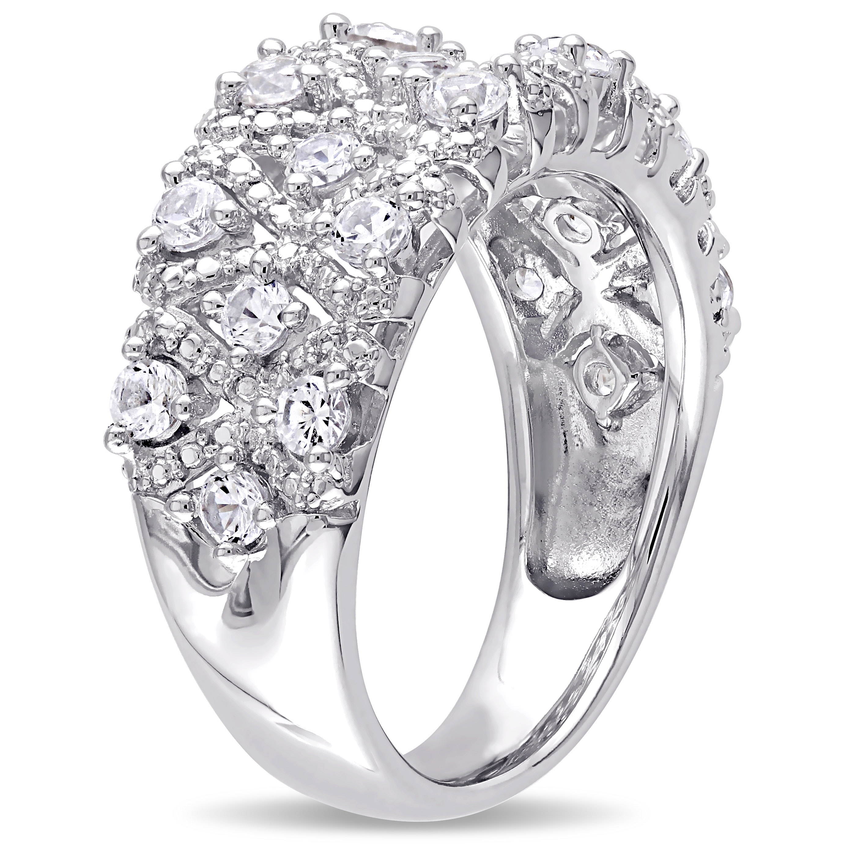 1 1/3 CT TGW Created White Sapphire Pave Lattice Ring in Sterling Silver